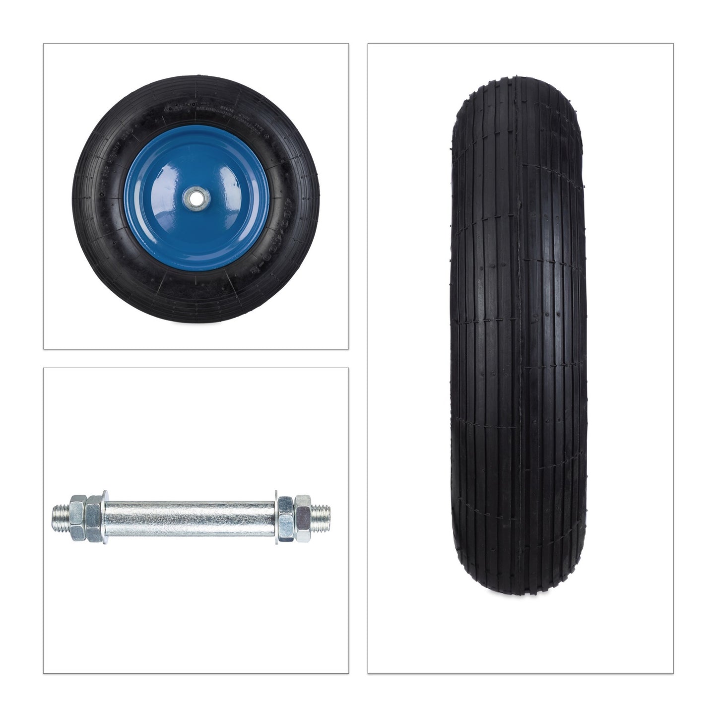 Wheelbarrow Wheel with Blue Rim & Axle