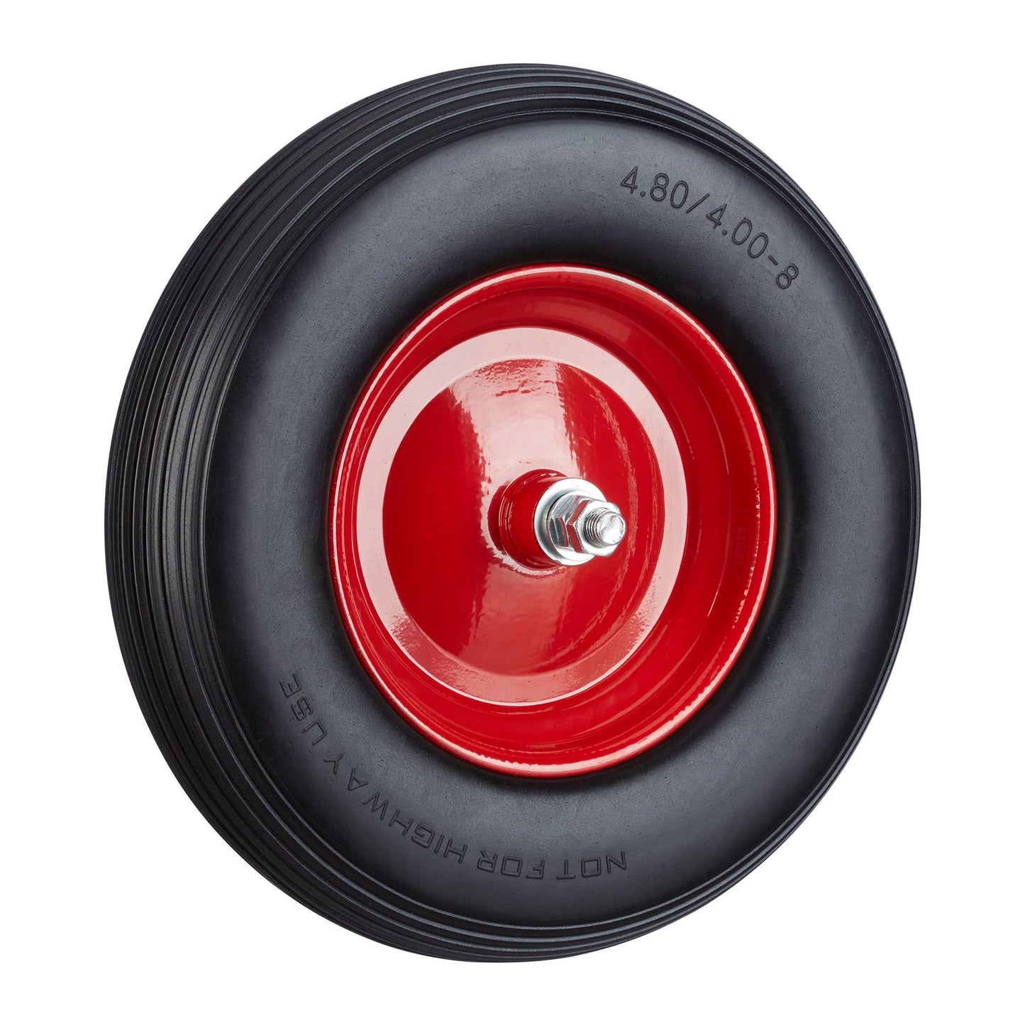 Wheelbarrow wheel made of solid rubber with axle