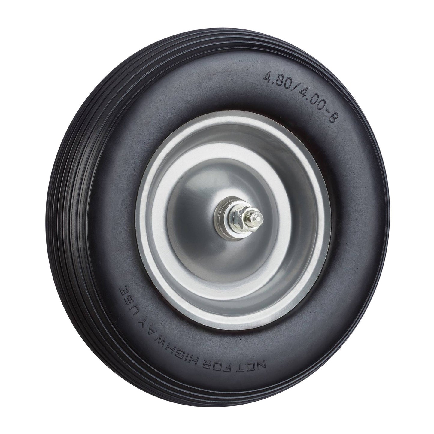 Wheelbarrow wheel made of solid rubber with axle
