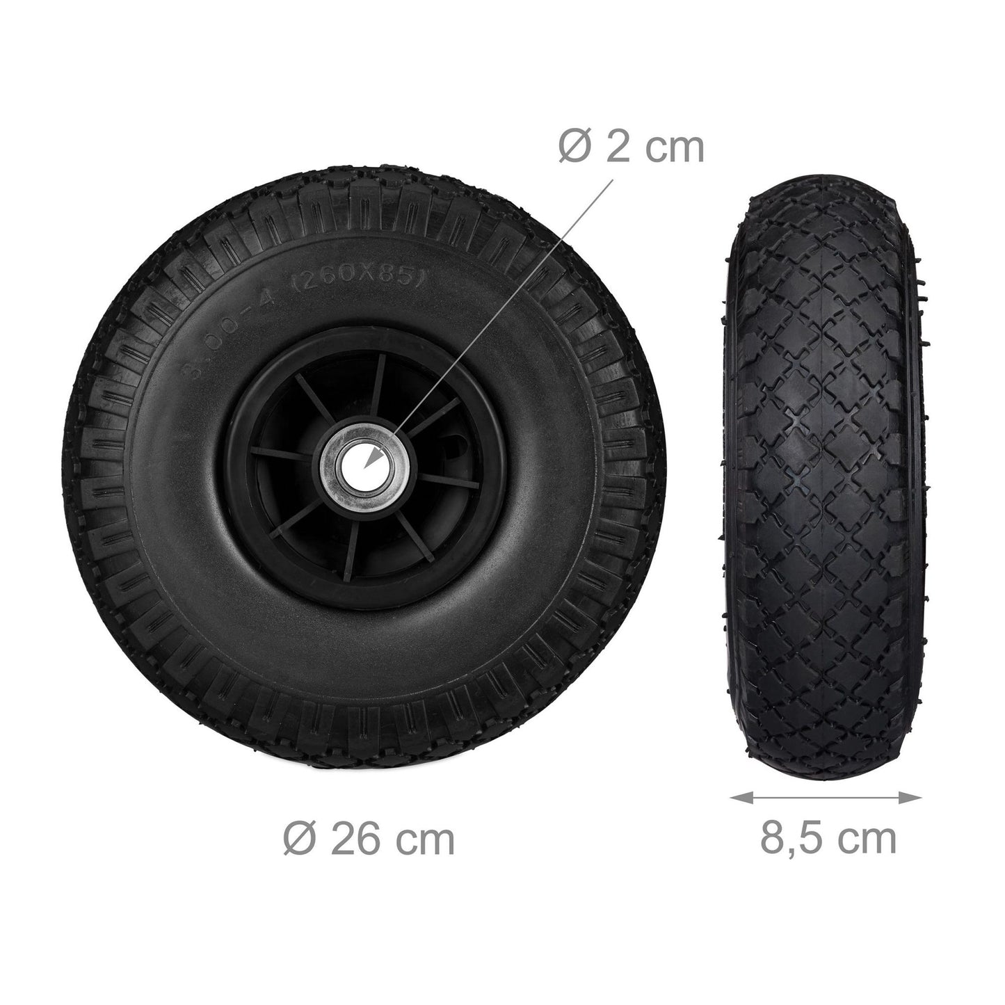 Wheelbarrow wheels PU rubber, 2 pcs.