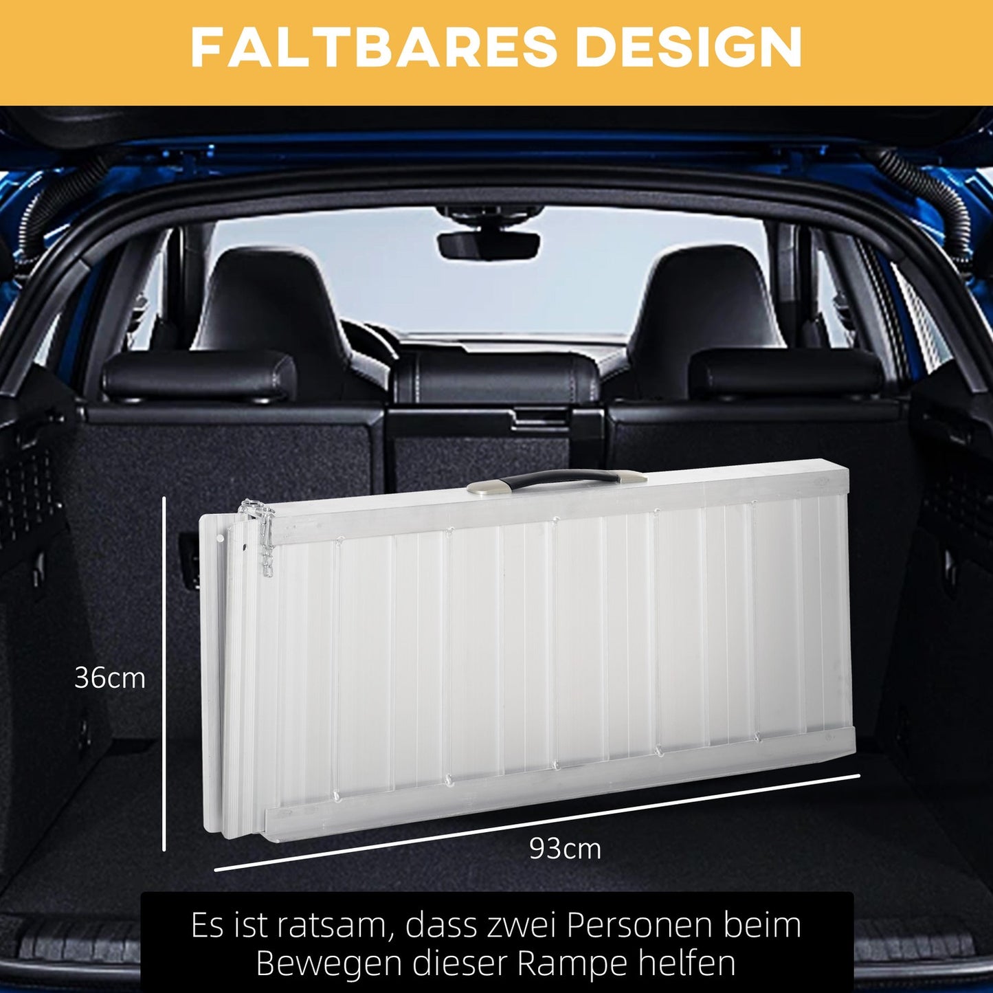 Folding wheelchair ramp, capacity 270 kg, 93x73 cm