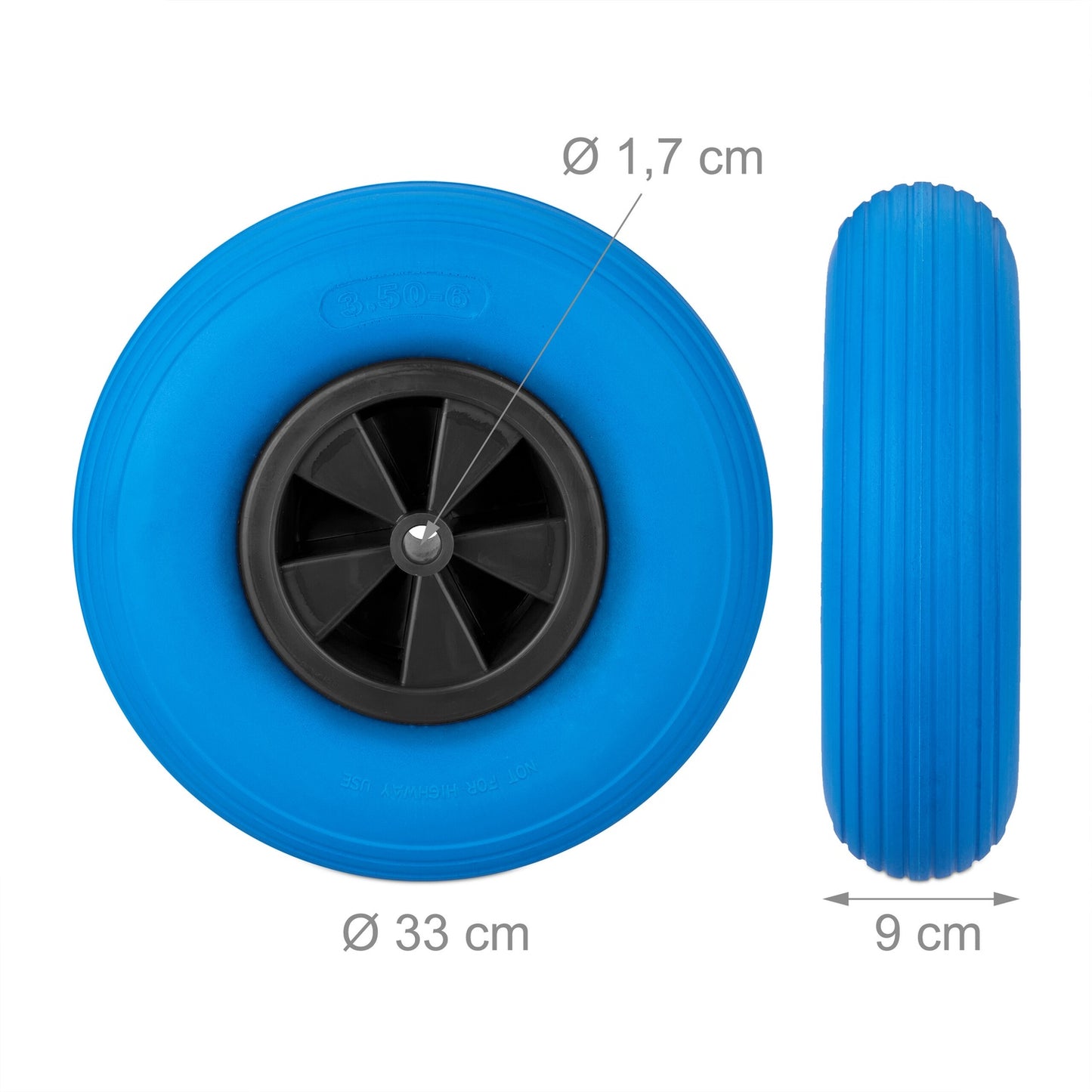 Wheel for wheelbarrow 3.50-6 in blue/black