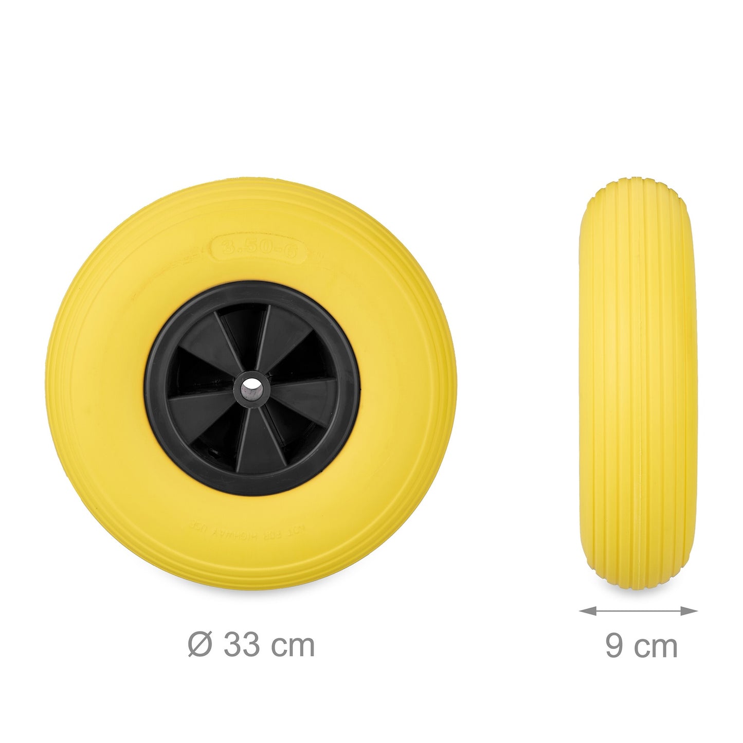 Wheel for wheelbarrow 3.50-6 in yellow/black