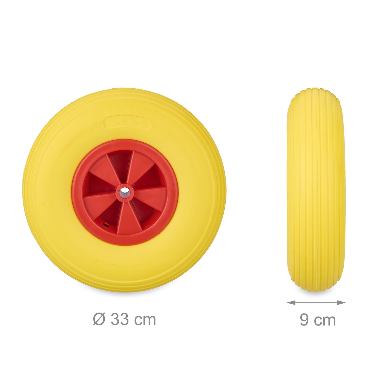 Wheel for wheelbarrow 3.50-6 in yellow/red