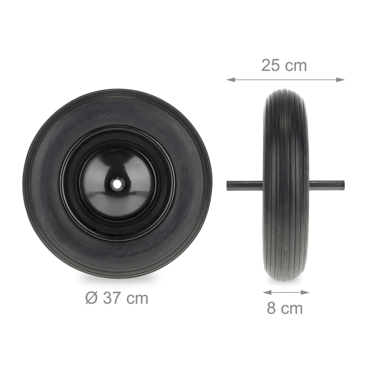 Wheel for wheelbarrow 3.50-8 with fixed axle