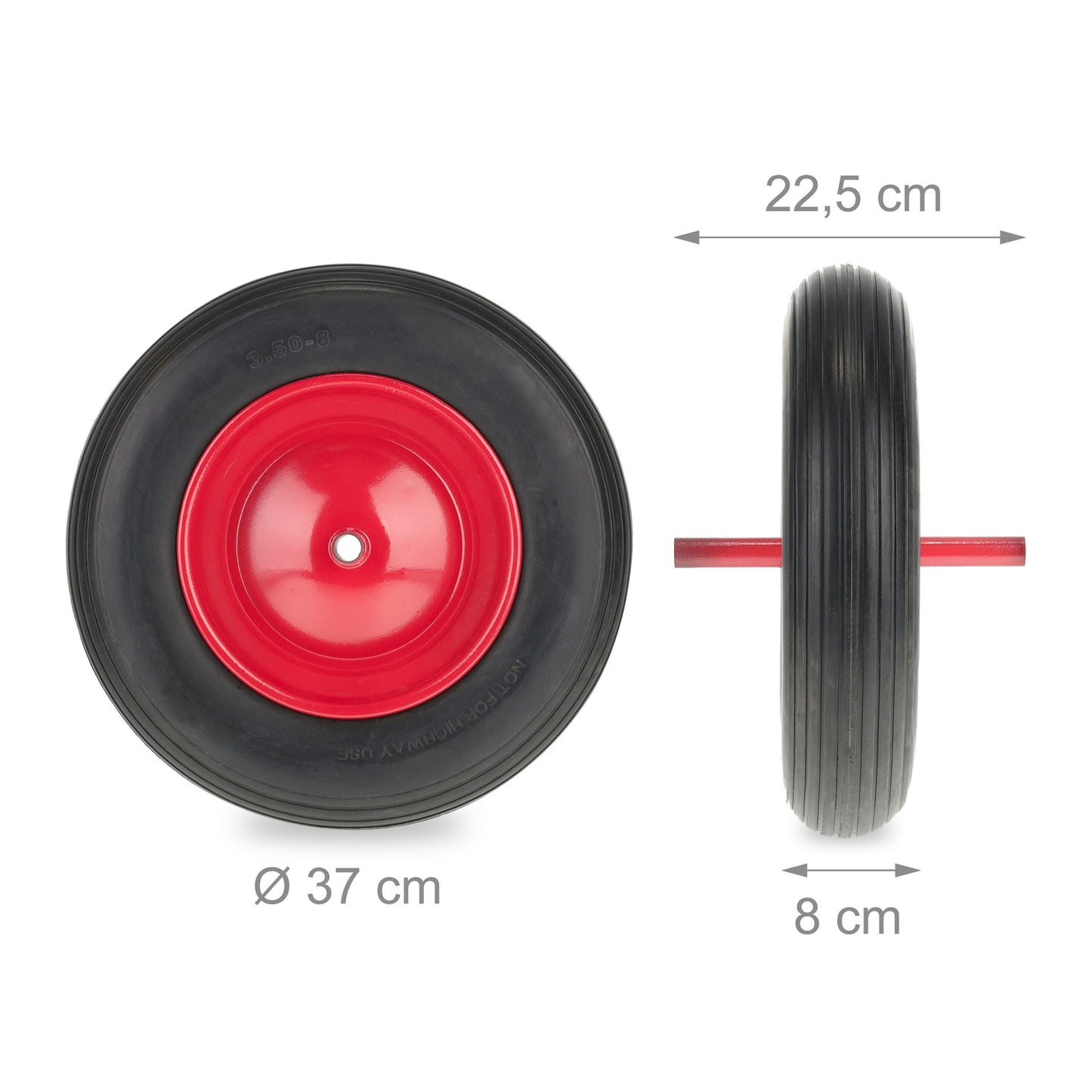 Wheel for wheelbarrow 3.50-8 with fixed axle