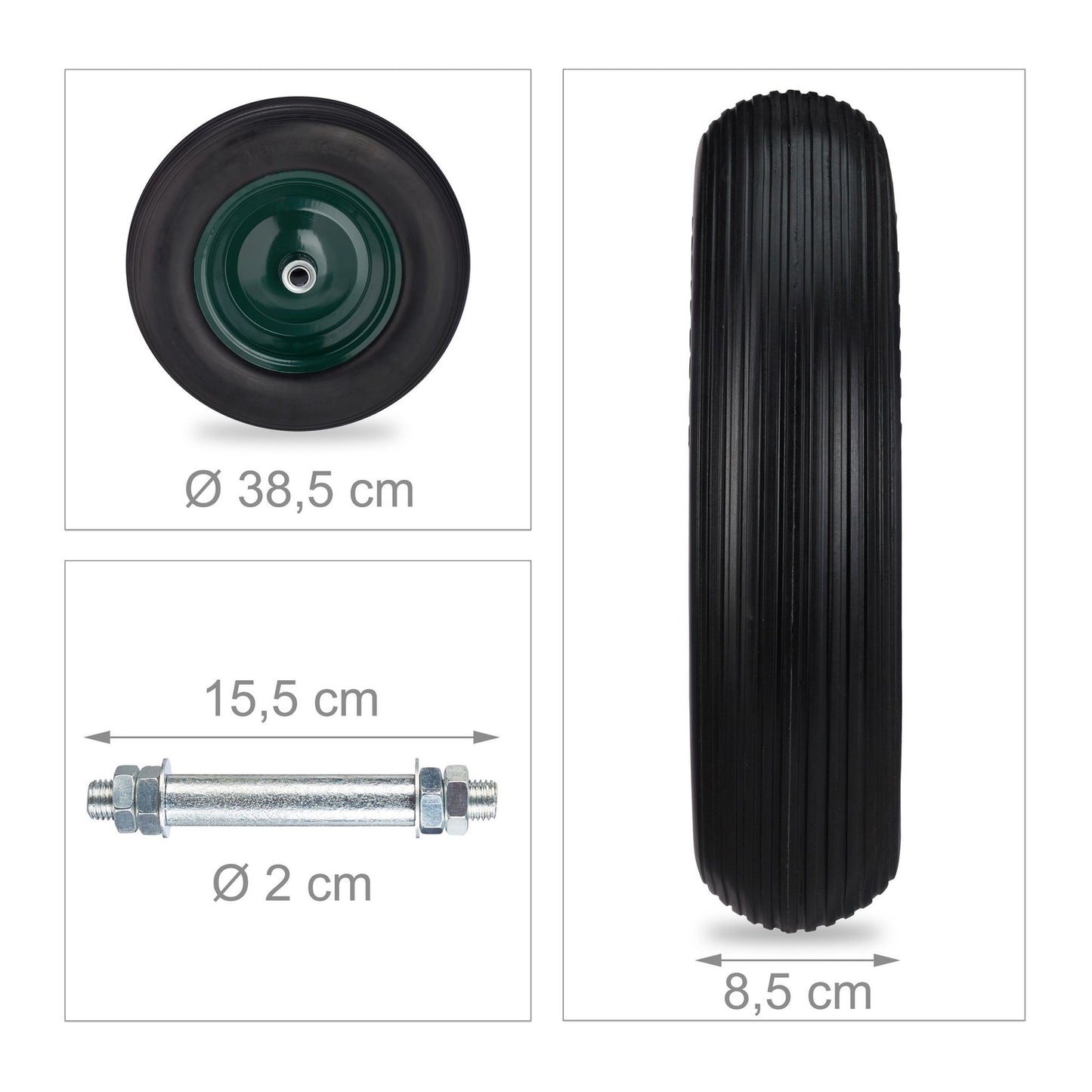 Wheel for wheelbarrow 4.80 4.00-8 + axle