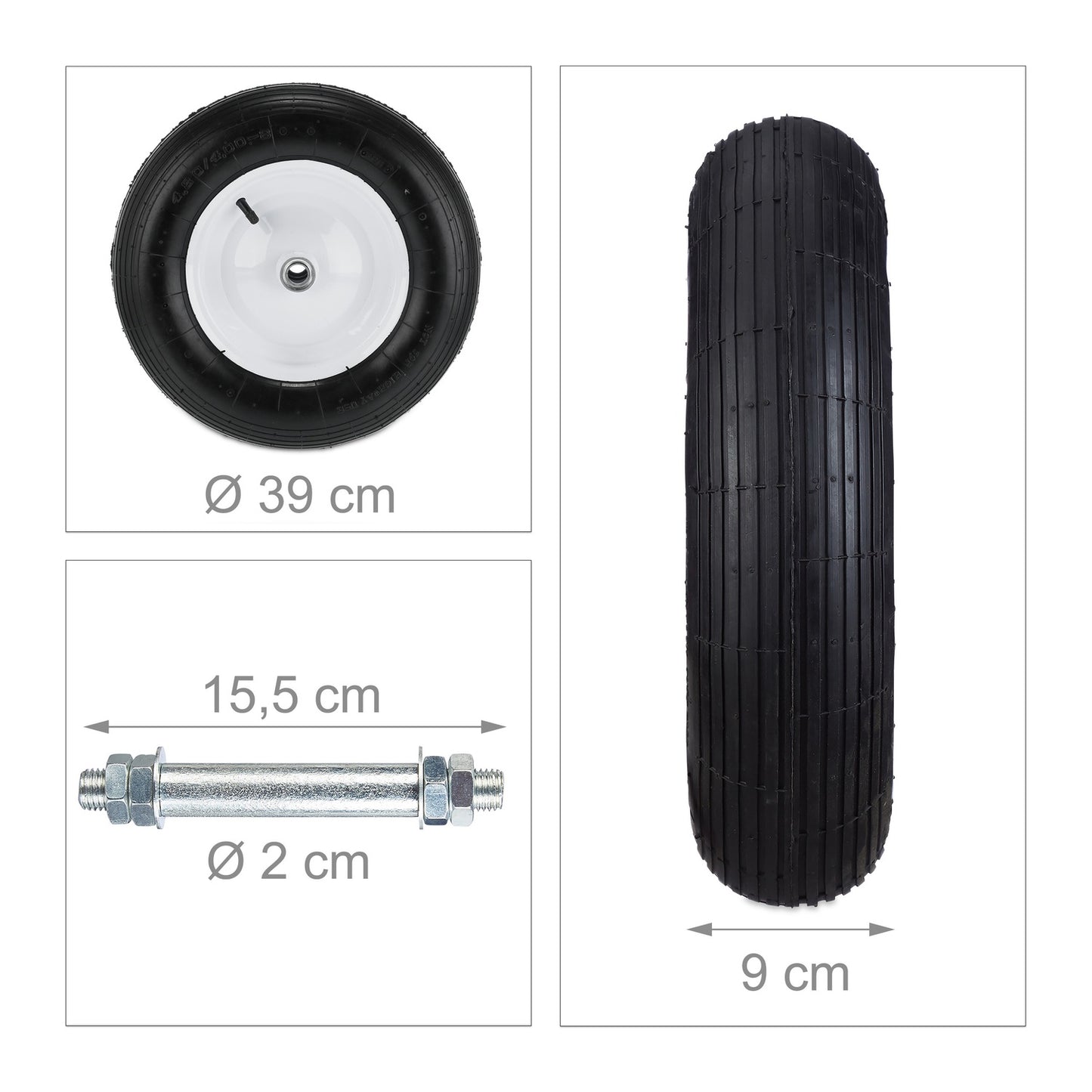 Wheel for wheelbarrow 4.80 4.00-8 with axle