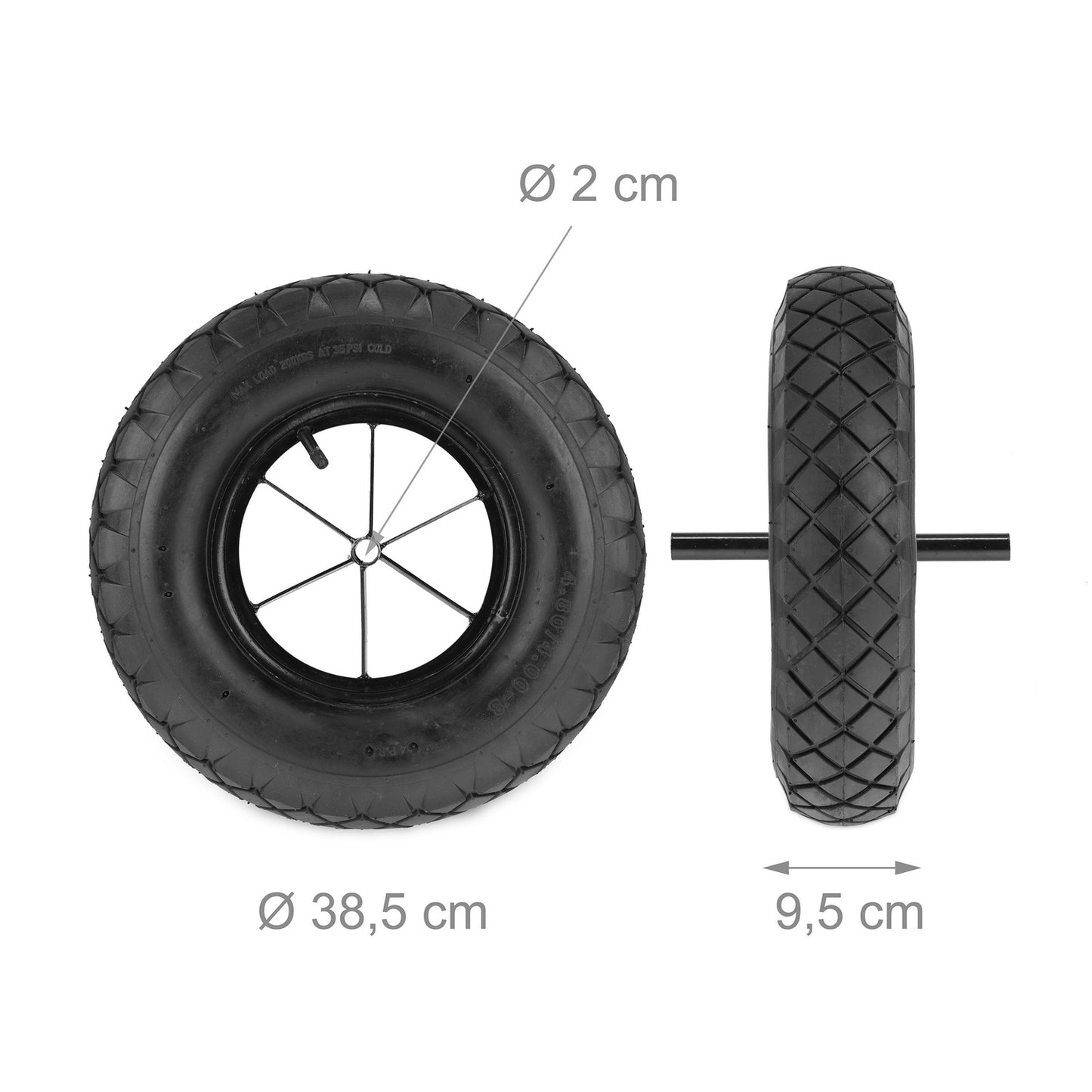 Wheel for wheelbarrow 4.80 4.00-8 with axle