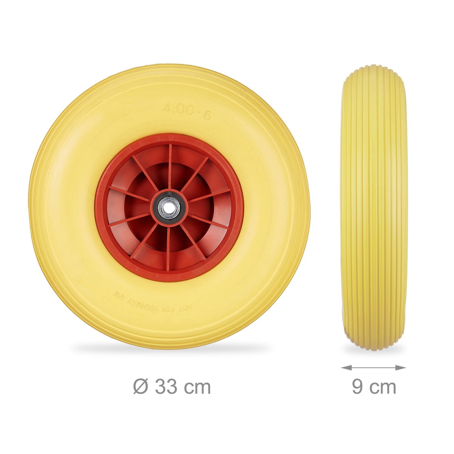 Wheel for wheelbarrow solid rubber 4.00-6