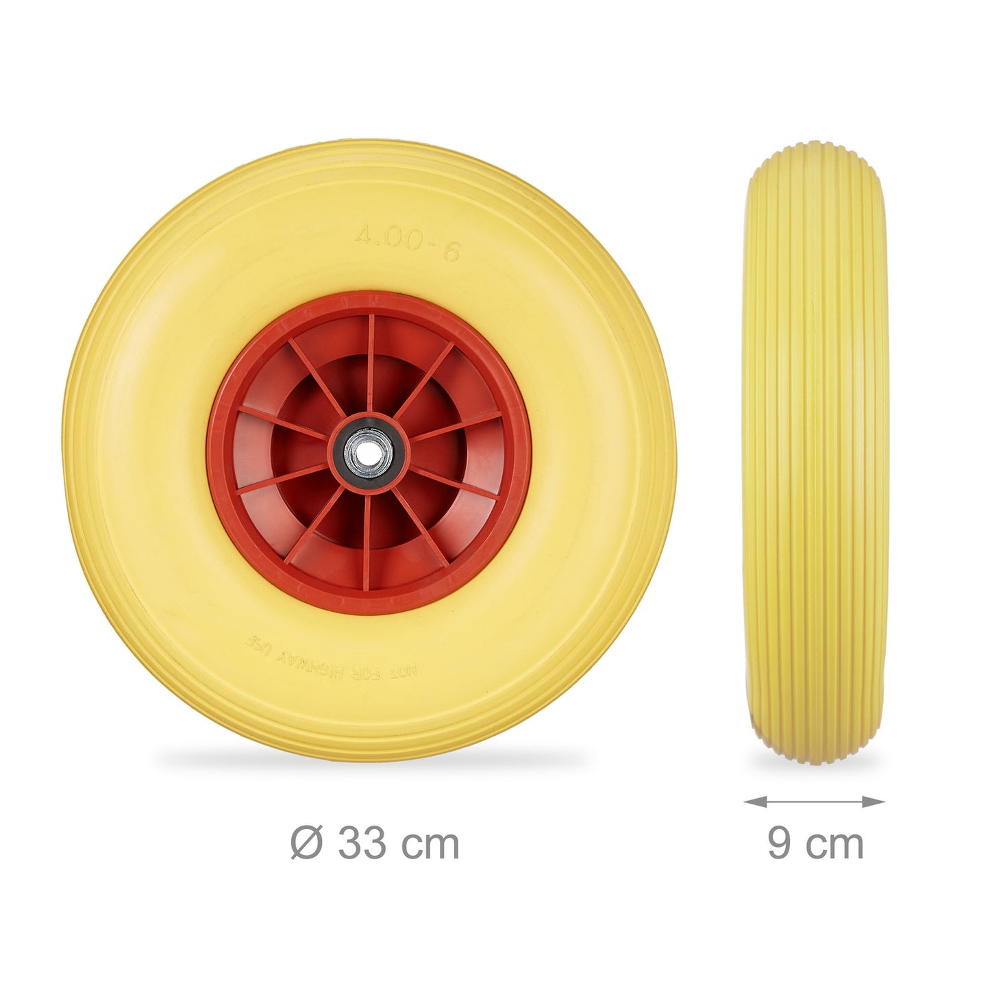 Wheel for wheelbarrow solid rubber 4.00-6