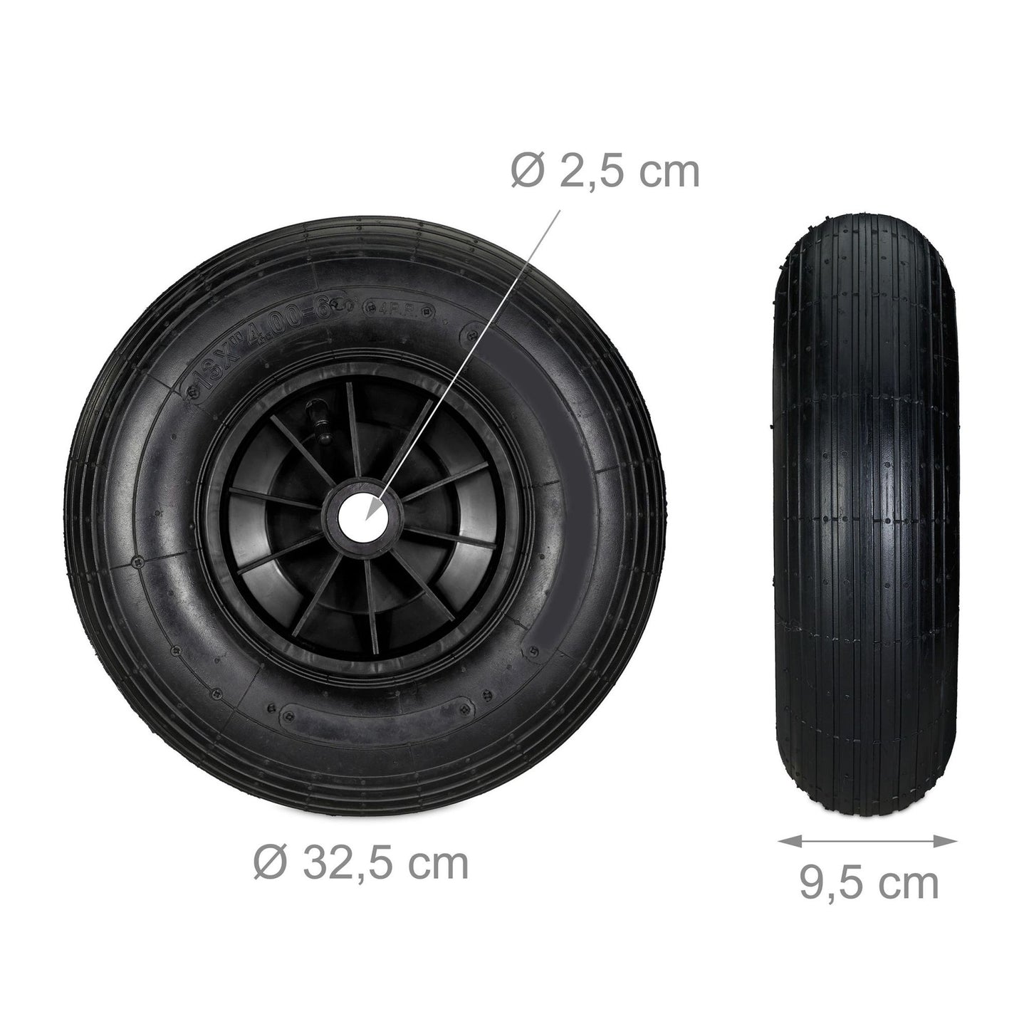 Wheel for wheelbarrow solid rubber 4.00-6