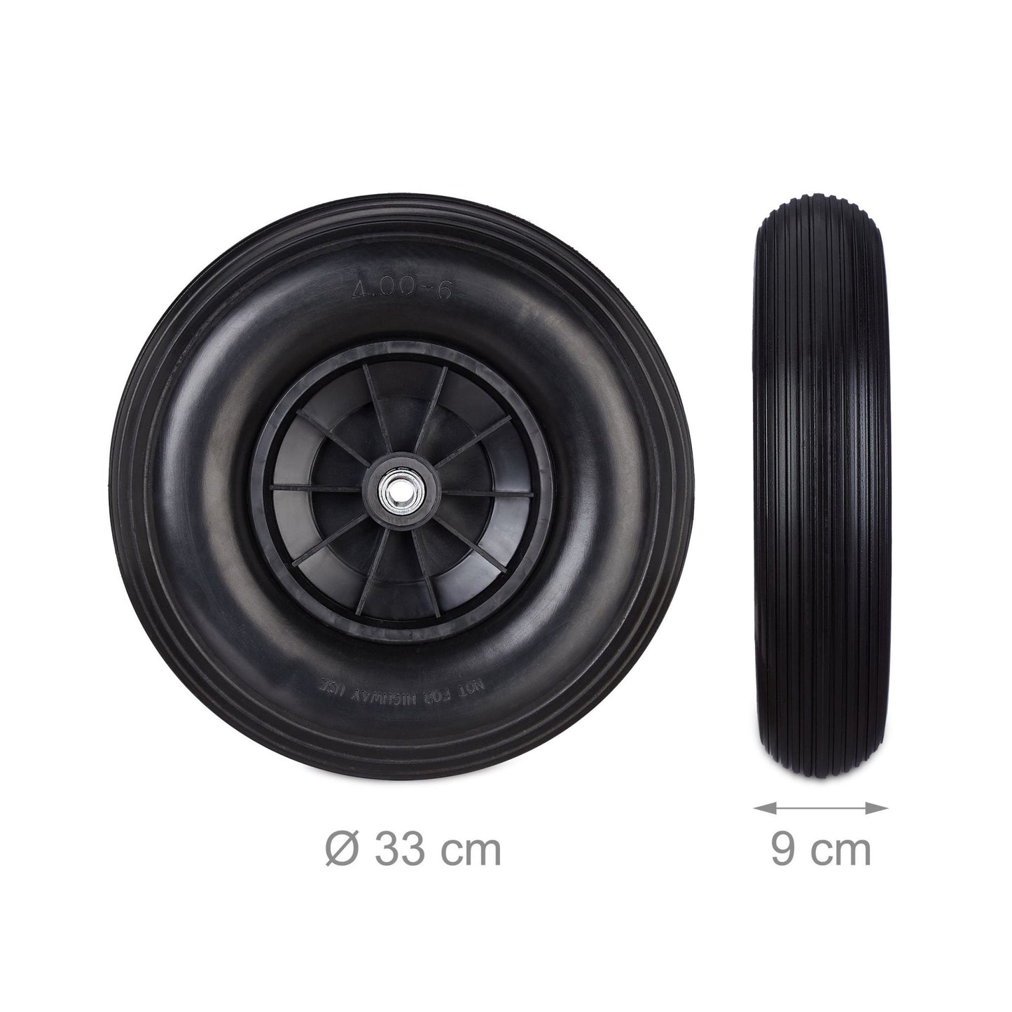 Wheel for wheelbarrow solid rubber 4.00-6