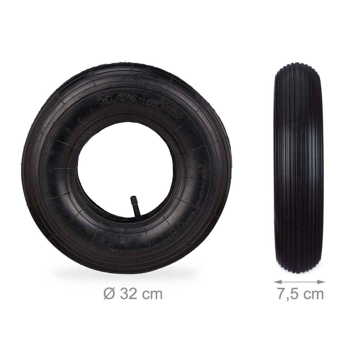 Wheel set for wheelbarrow with tube 4.00-6"