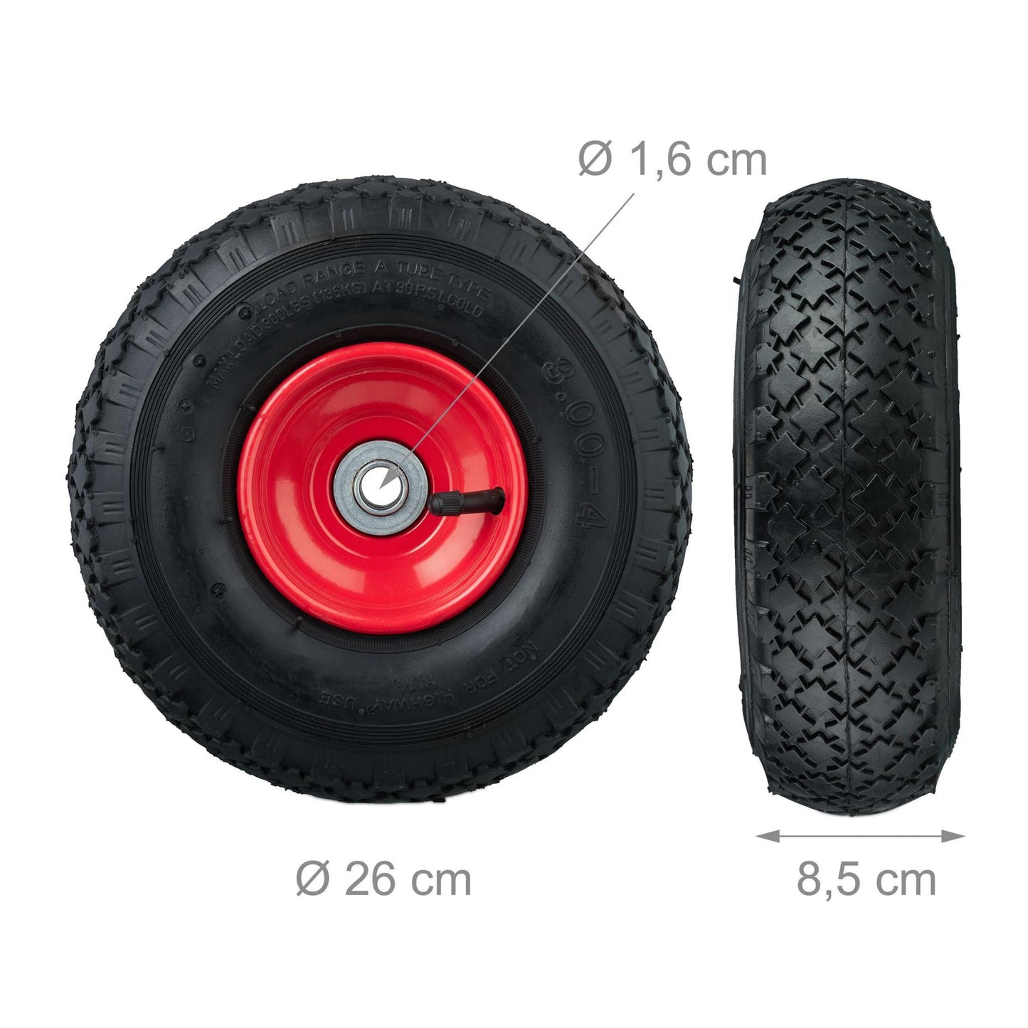 Wheels for hand-held truck, 2 pcs 3.00-4