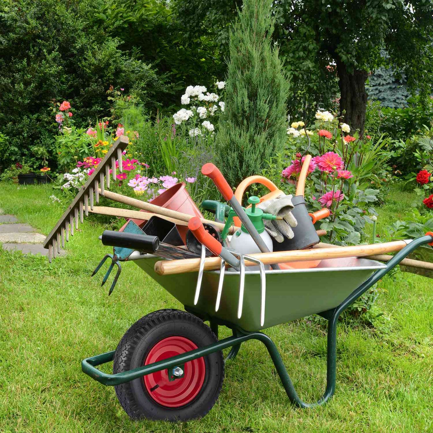 Wheels for wheelbarrow with pneumatic tires 4.00-8 axle