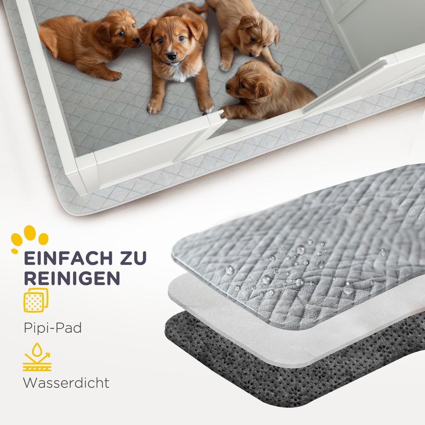 Puppy cage with adjustable door and waterproof pee pad
