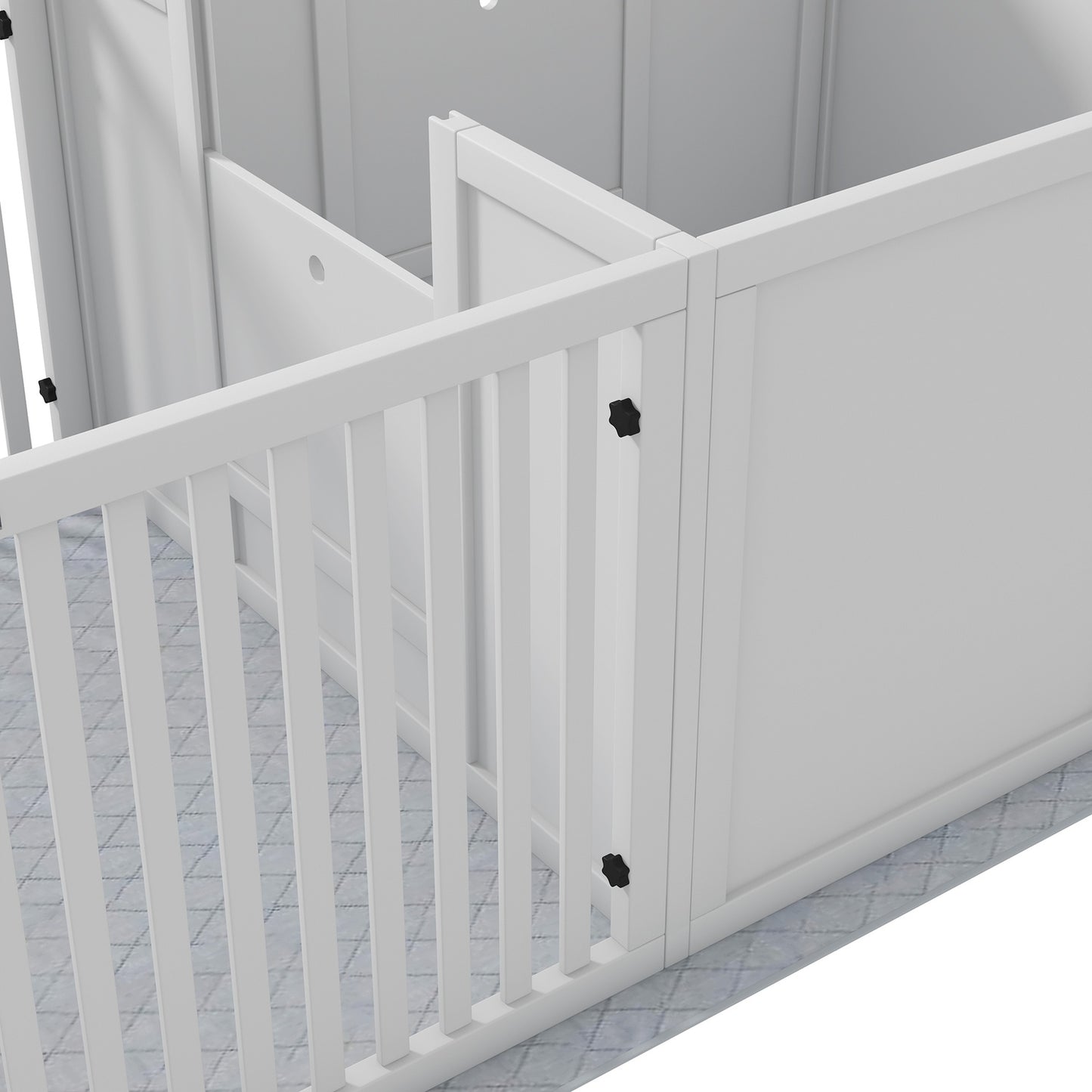 Puppy cage with adjustable door and waterproof pee pad