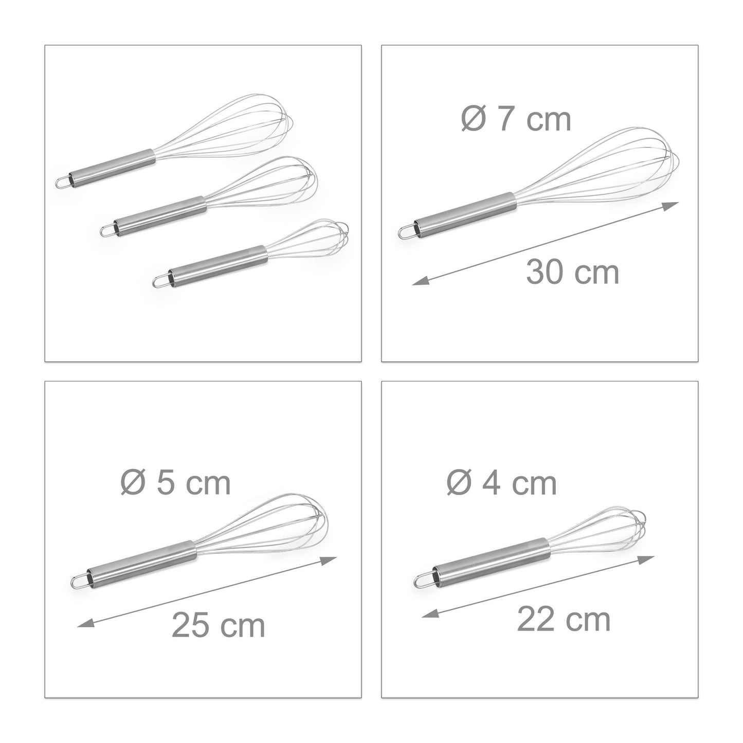 Whisk set in stainless steel