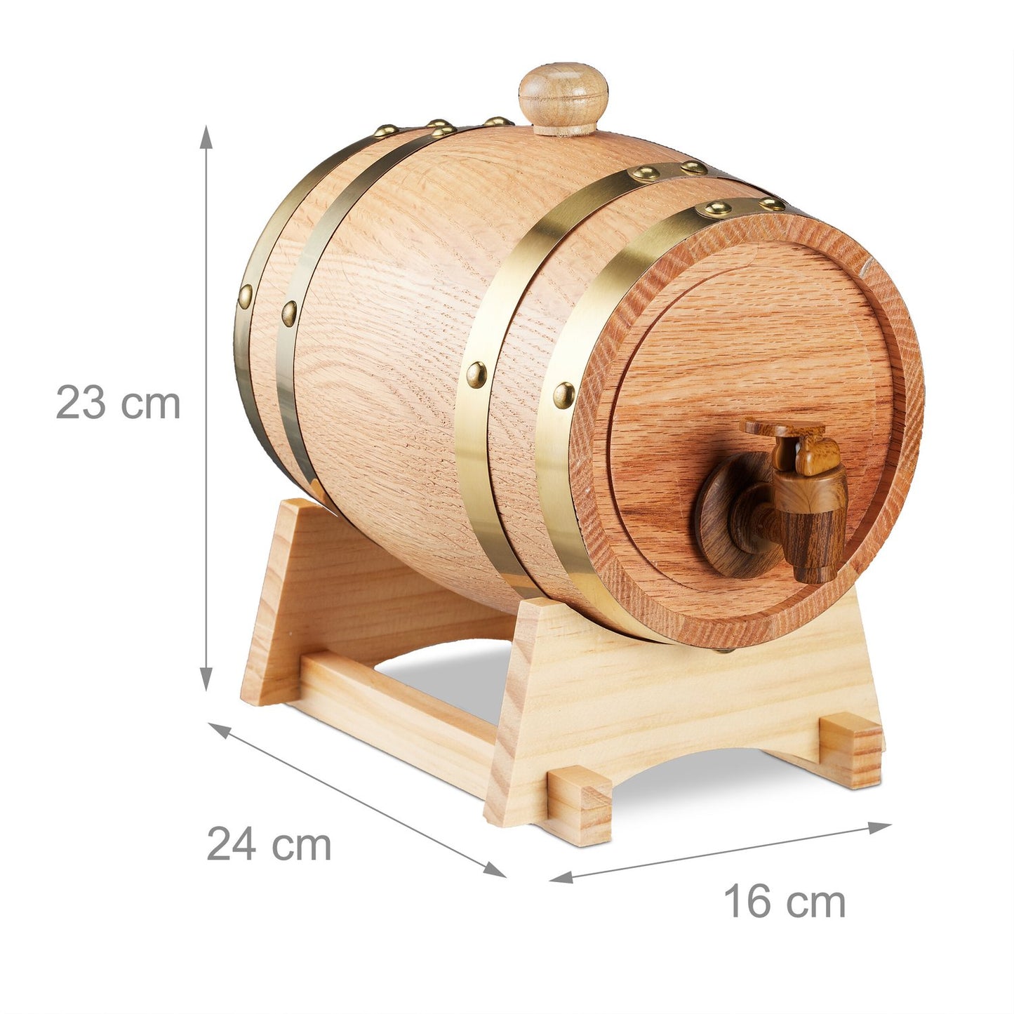 Whisky Barrel with Tap, 1.25L Oak Wood