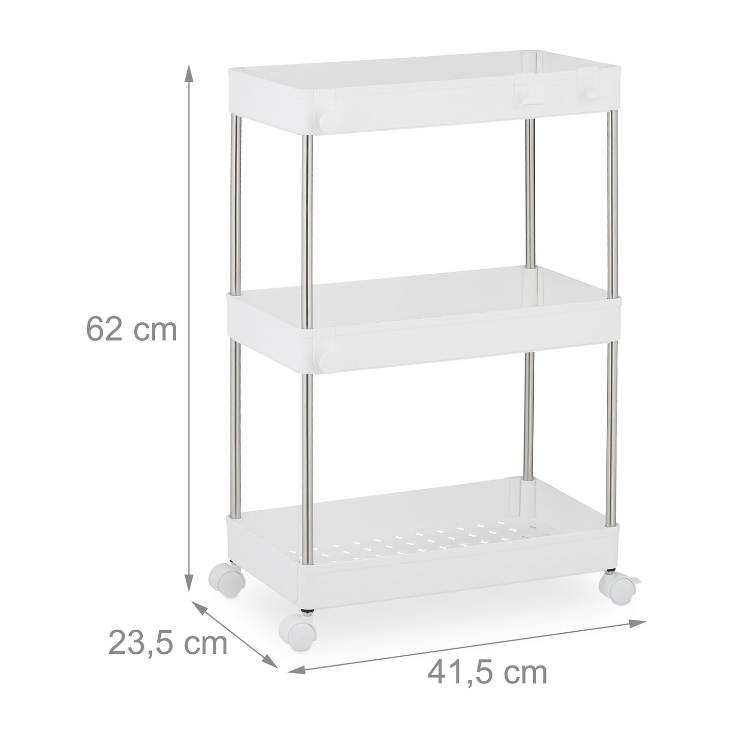 White 3-Shelf Trolley for Kitchen or Bathroom