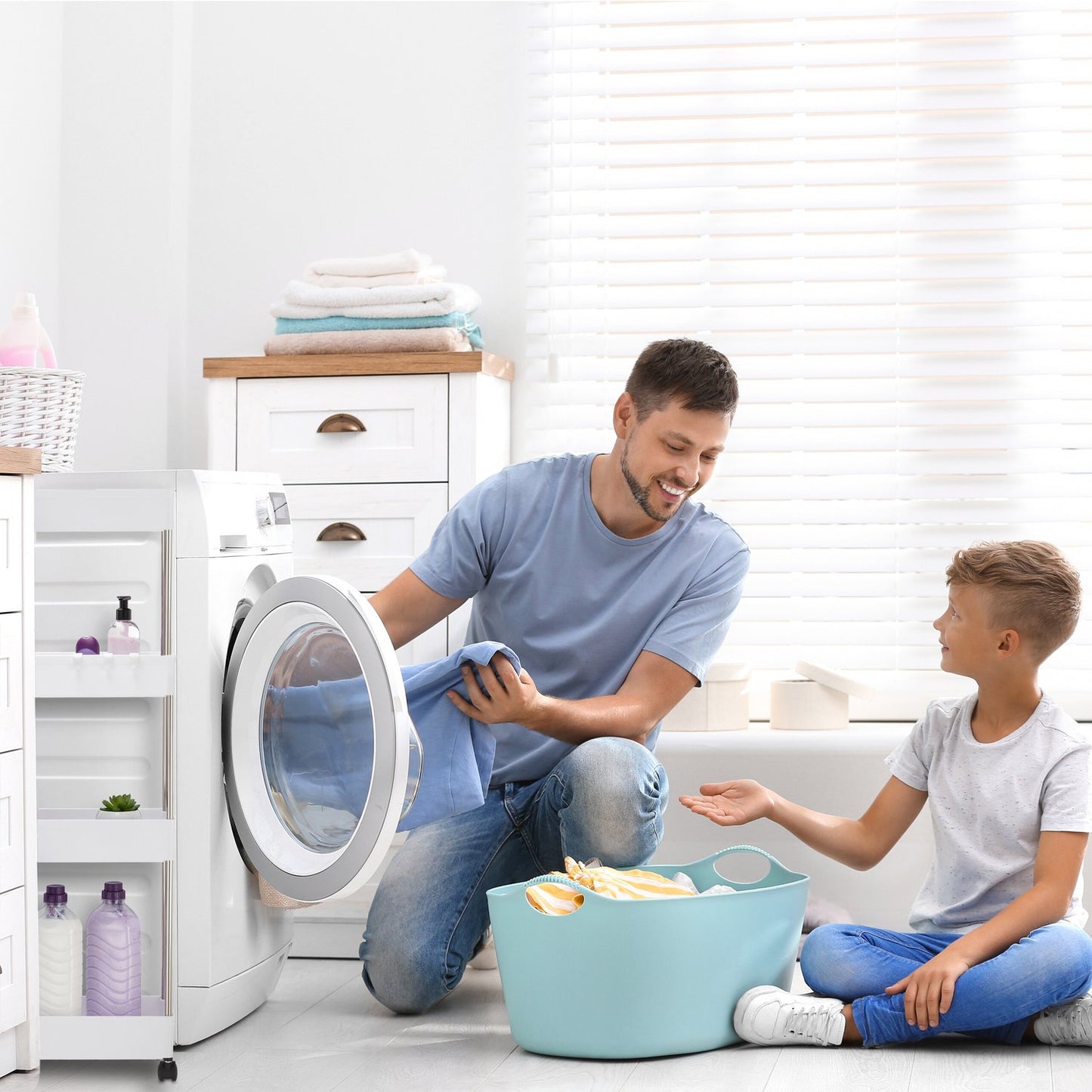 White 4-Tier Rolling Storage Trolley for Kitchen/Bathroom