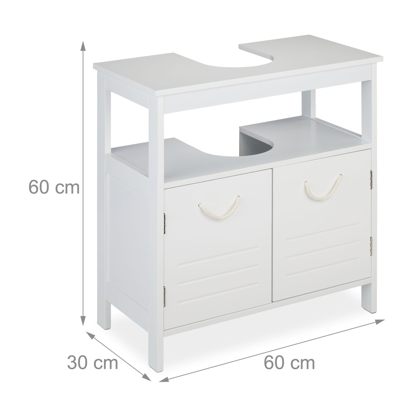 White Bathroom Vanity Unit with Storage Shelves