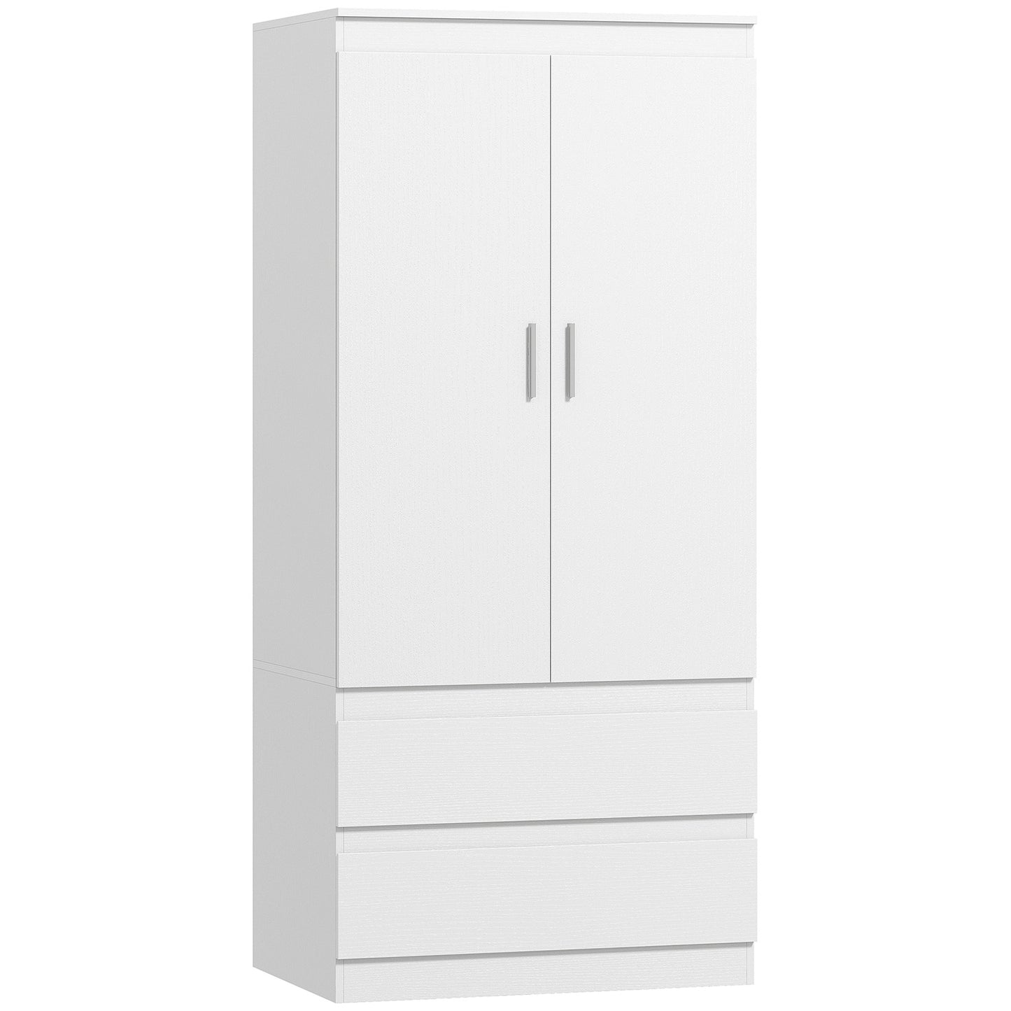 White Bedroom Wardrobe – 2 Doors, 2 Drawers, 3 Shelves