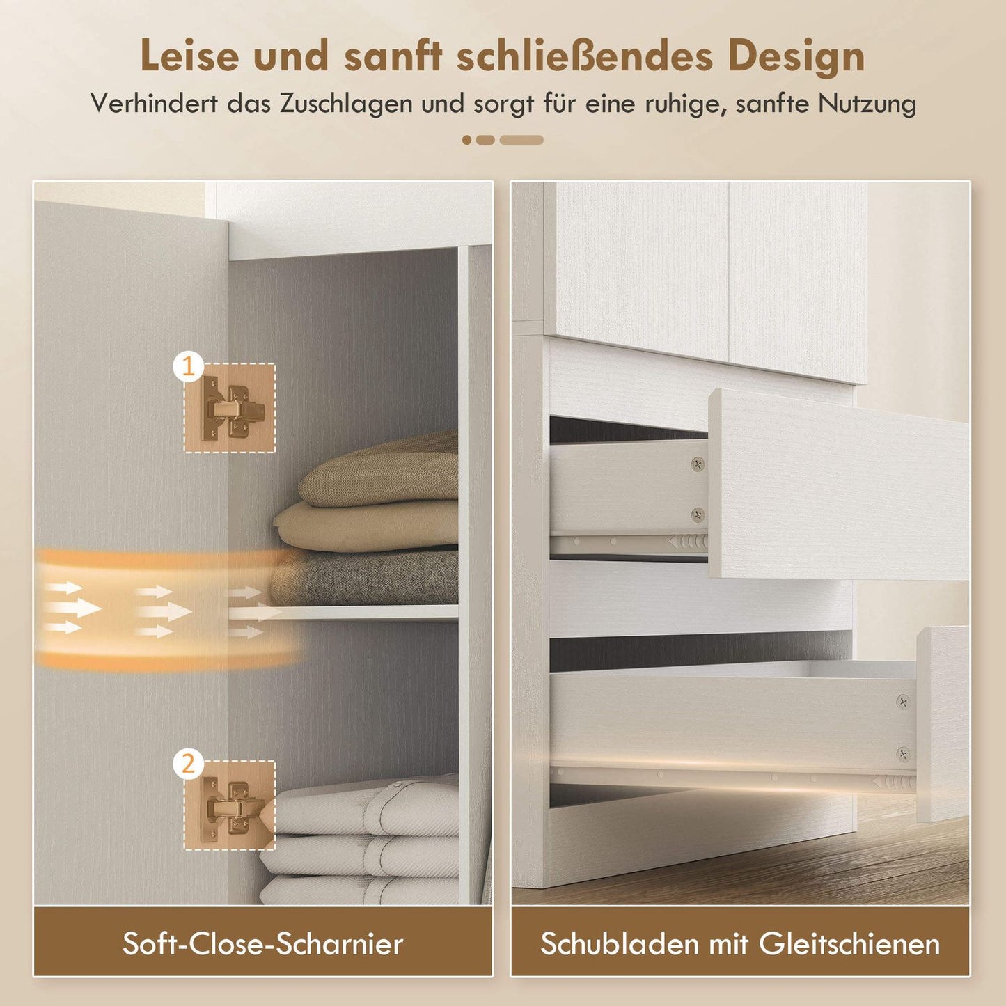 White Bedroom Wardrobe – 2 Doors, 2 Drawers, 3 Shelves