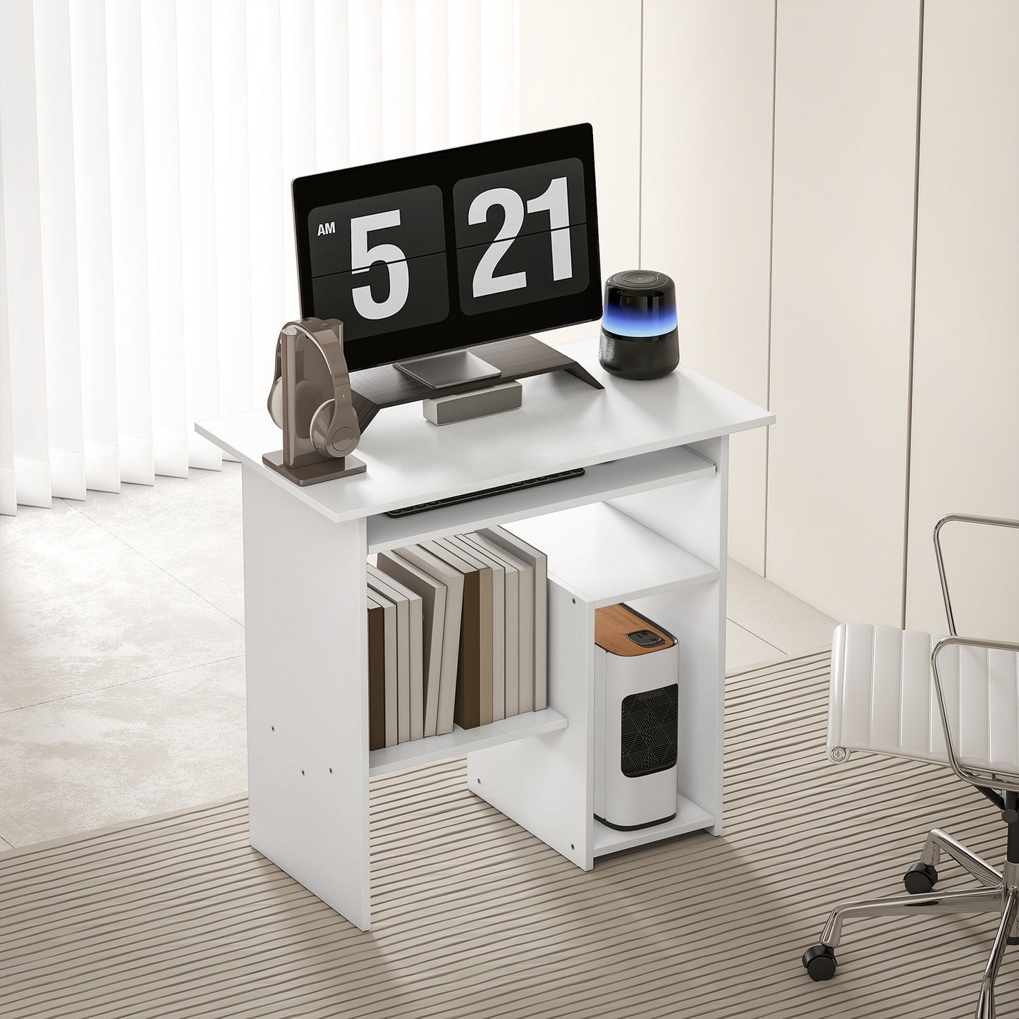 White Computer Desk, Chipboard, 80 x 45 x 75 cm