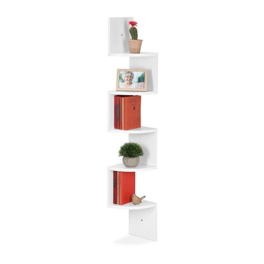 White Corner Shelf with 5 Slots