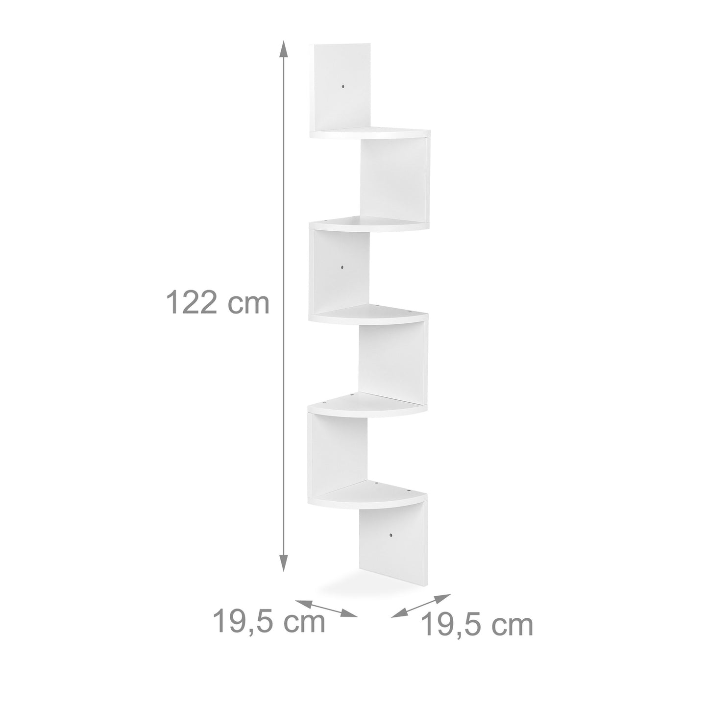 White Corner Shelf with 5 Slots
