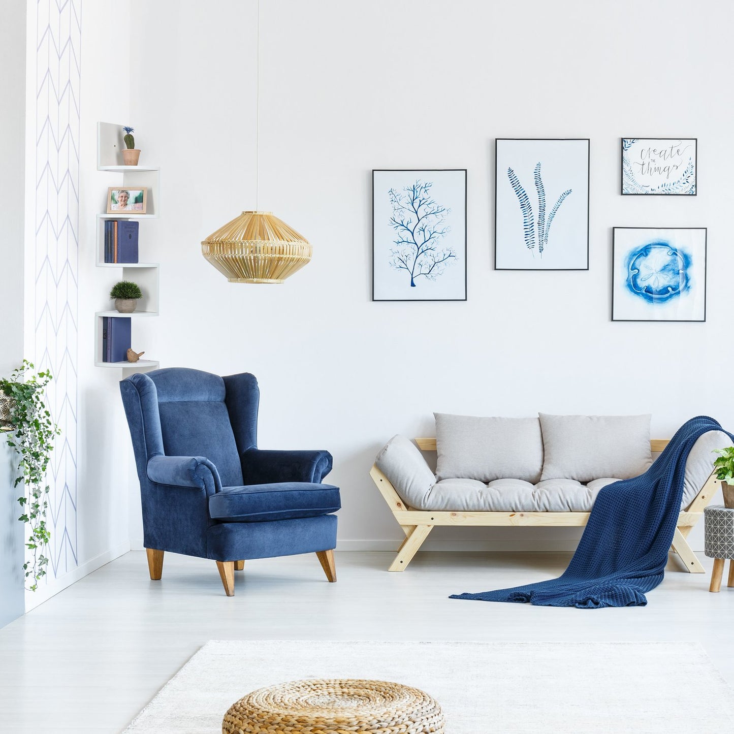 White Corner Shelf with 5 Slots