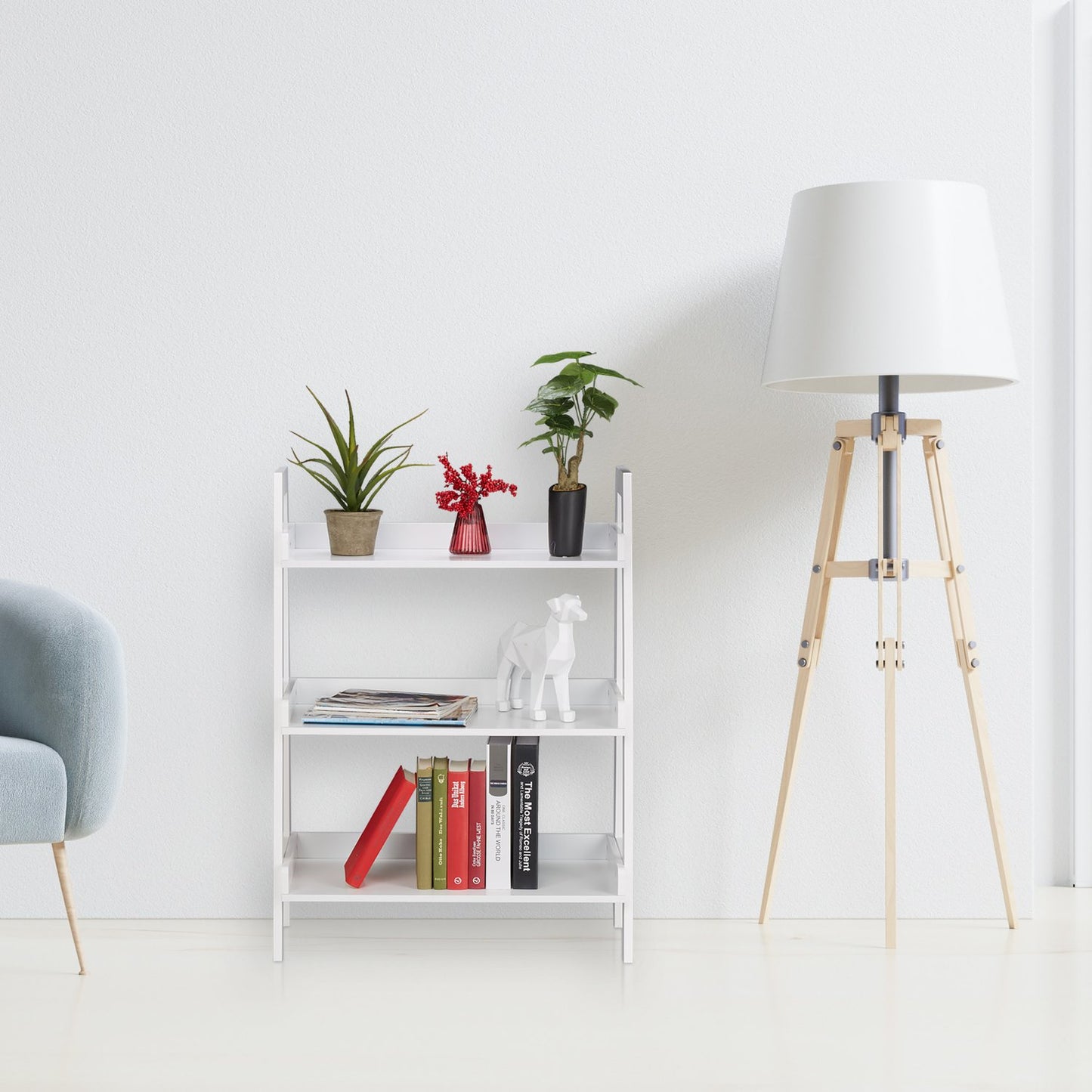 White Freestanding Shelf with 4 Levels