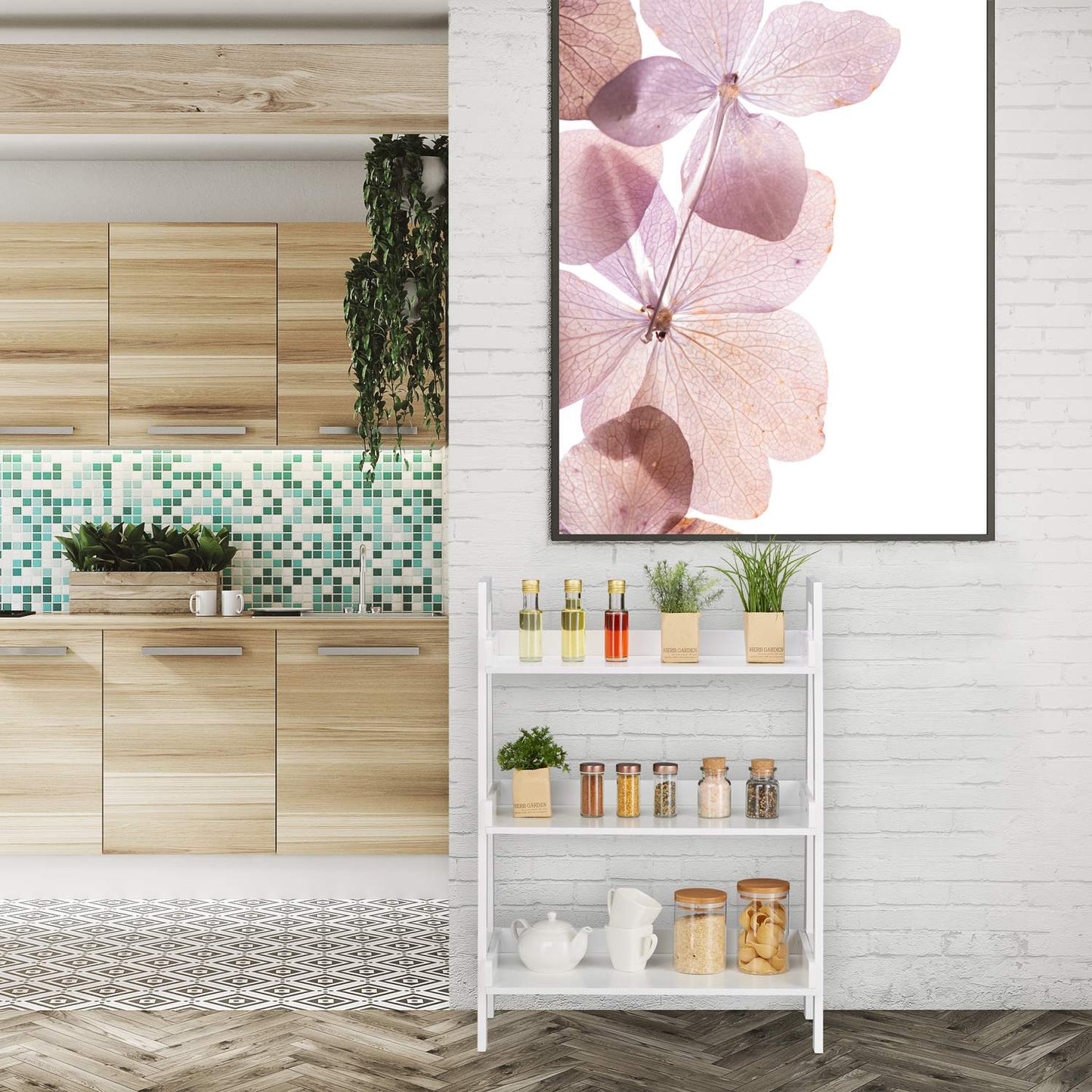 White Freestanding Shelf with 4 Levels
