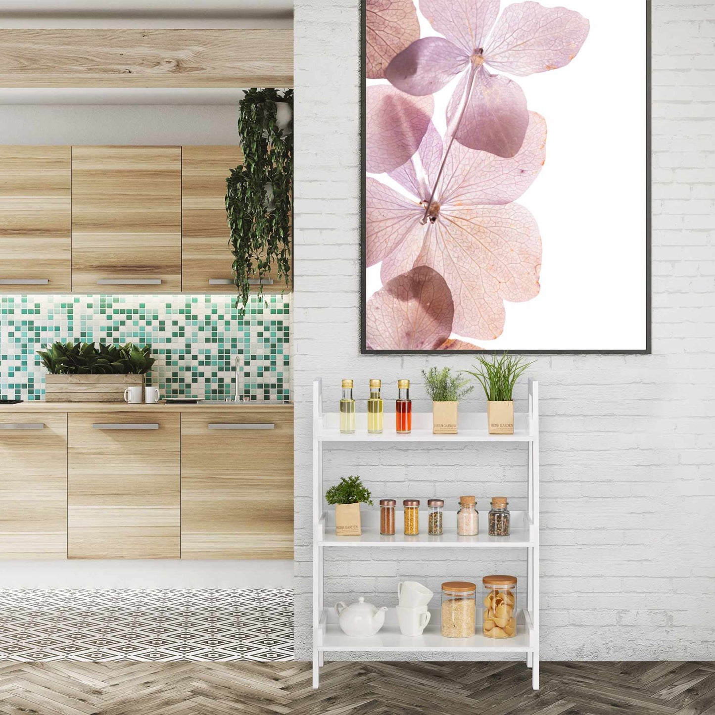 White Freestanding Shelf with 4 Levels