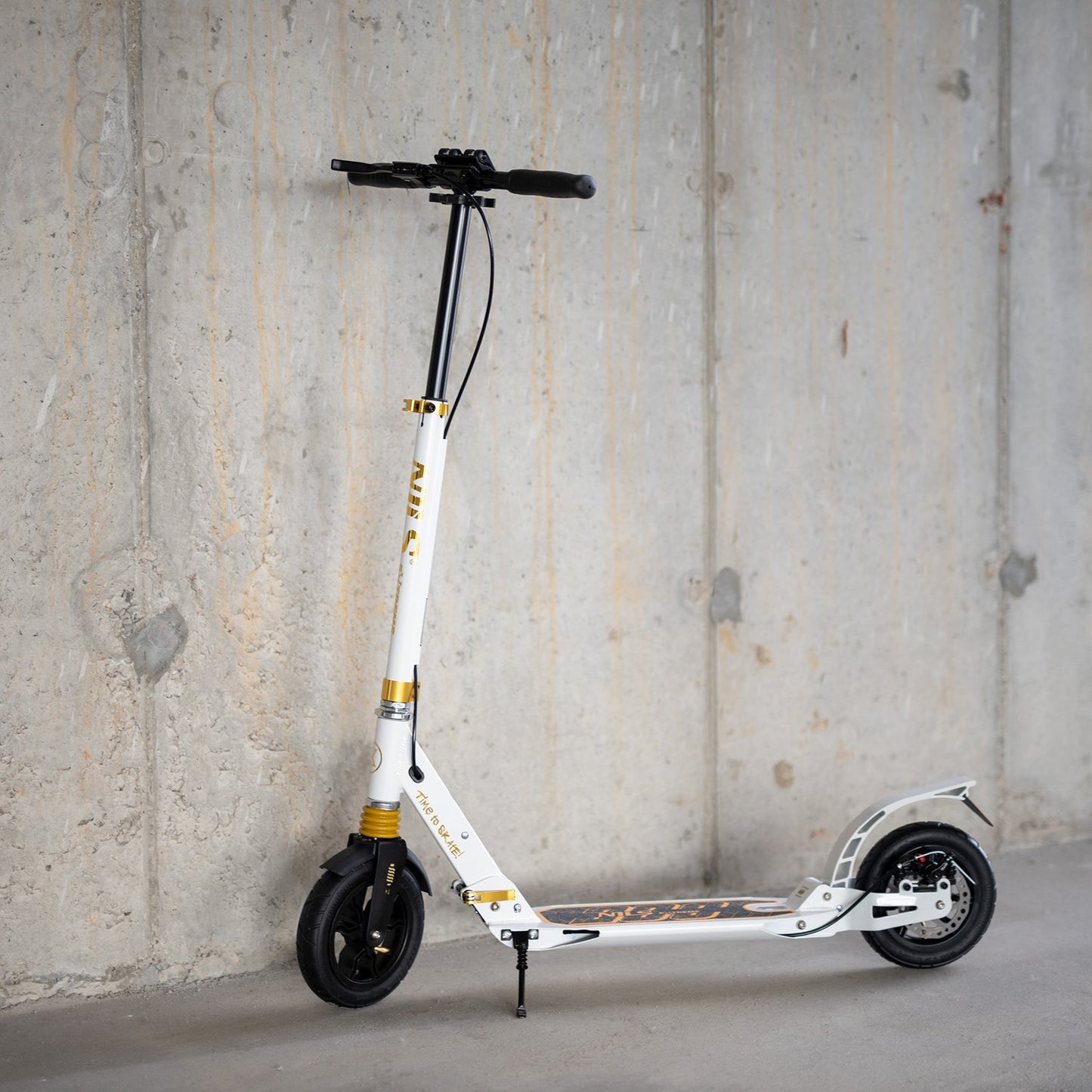 White-Gold Kick Scooter, Adjustable Height
