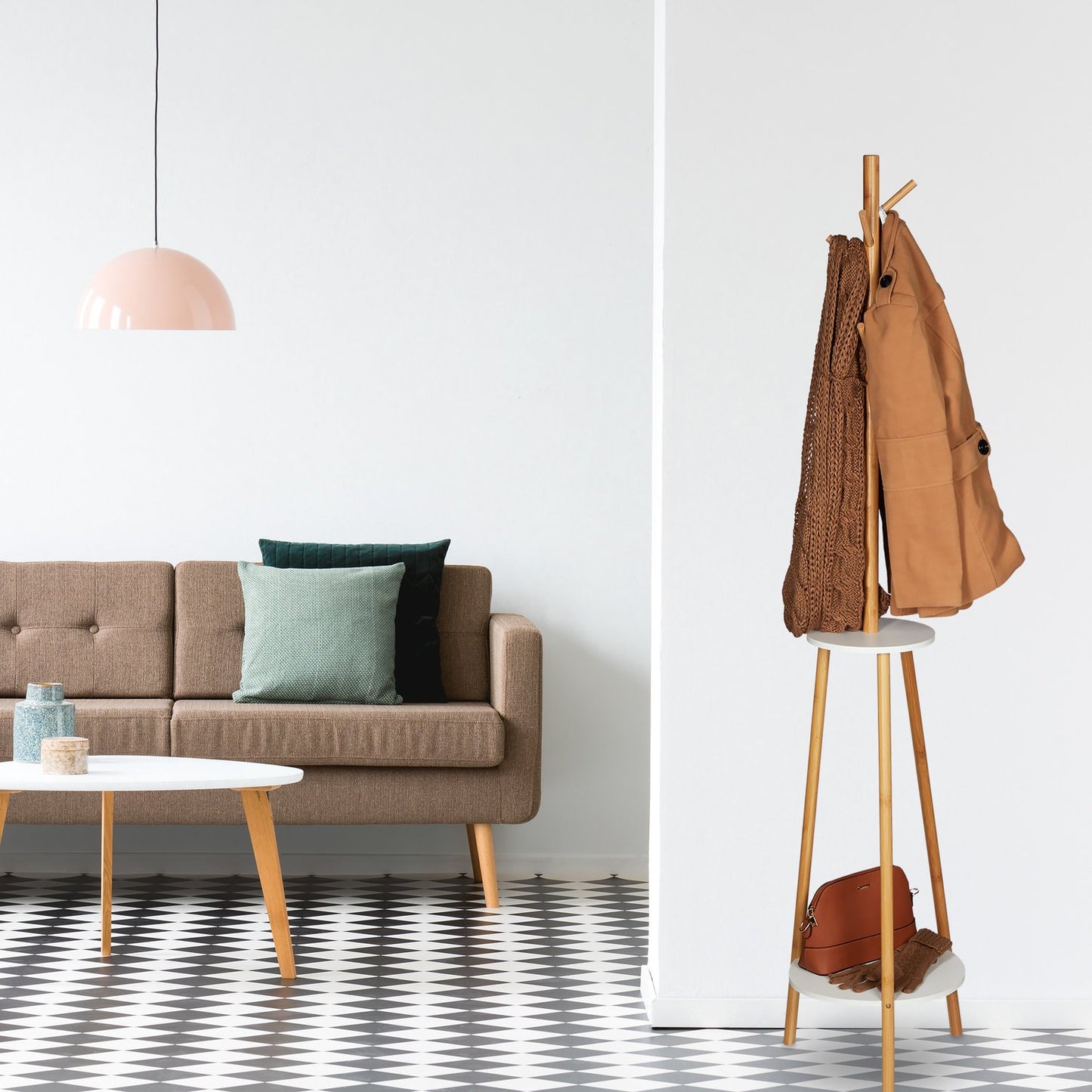 White/Natural Coat Rack