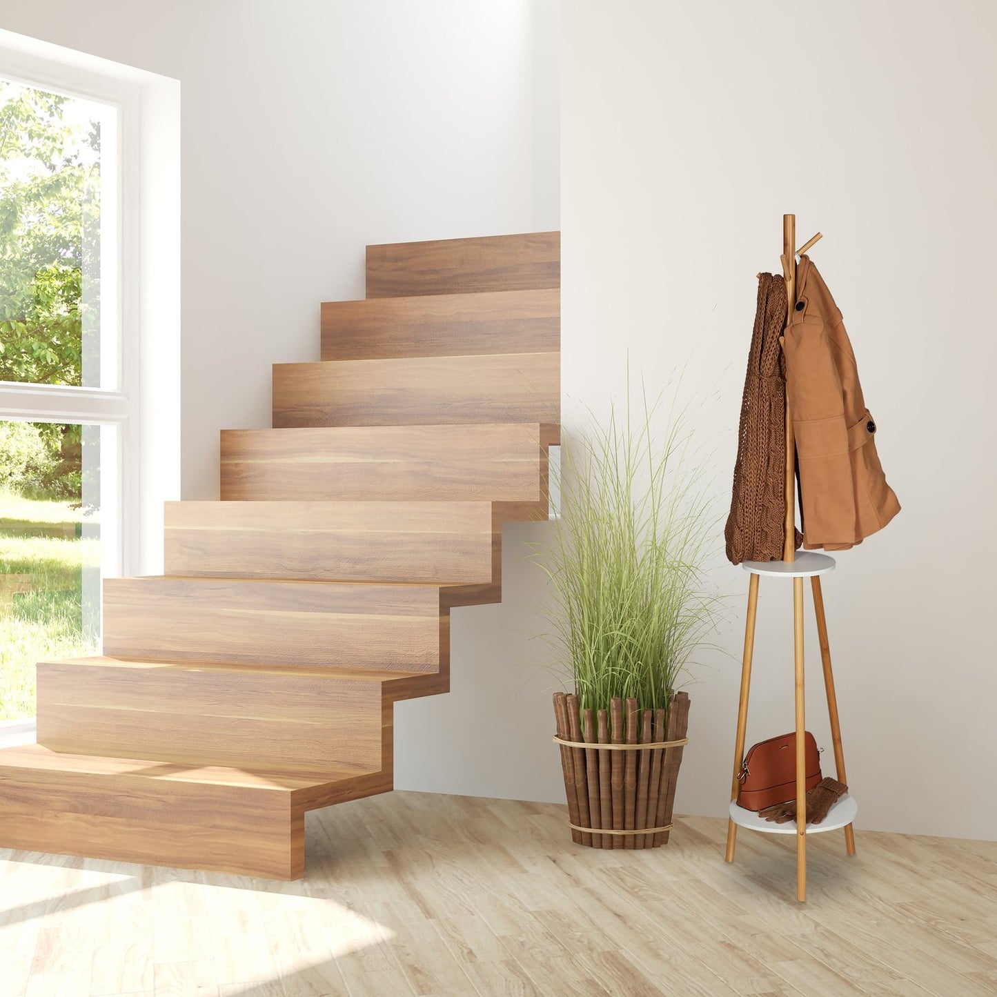 White/Natural Coat Rack
