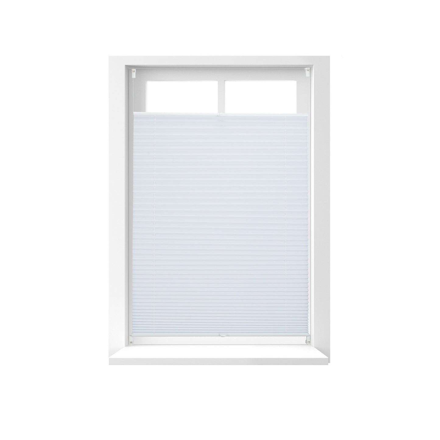 White No-Drill Pleated Blinds, Semi-Transparent