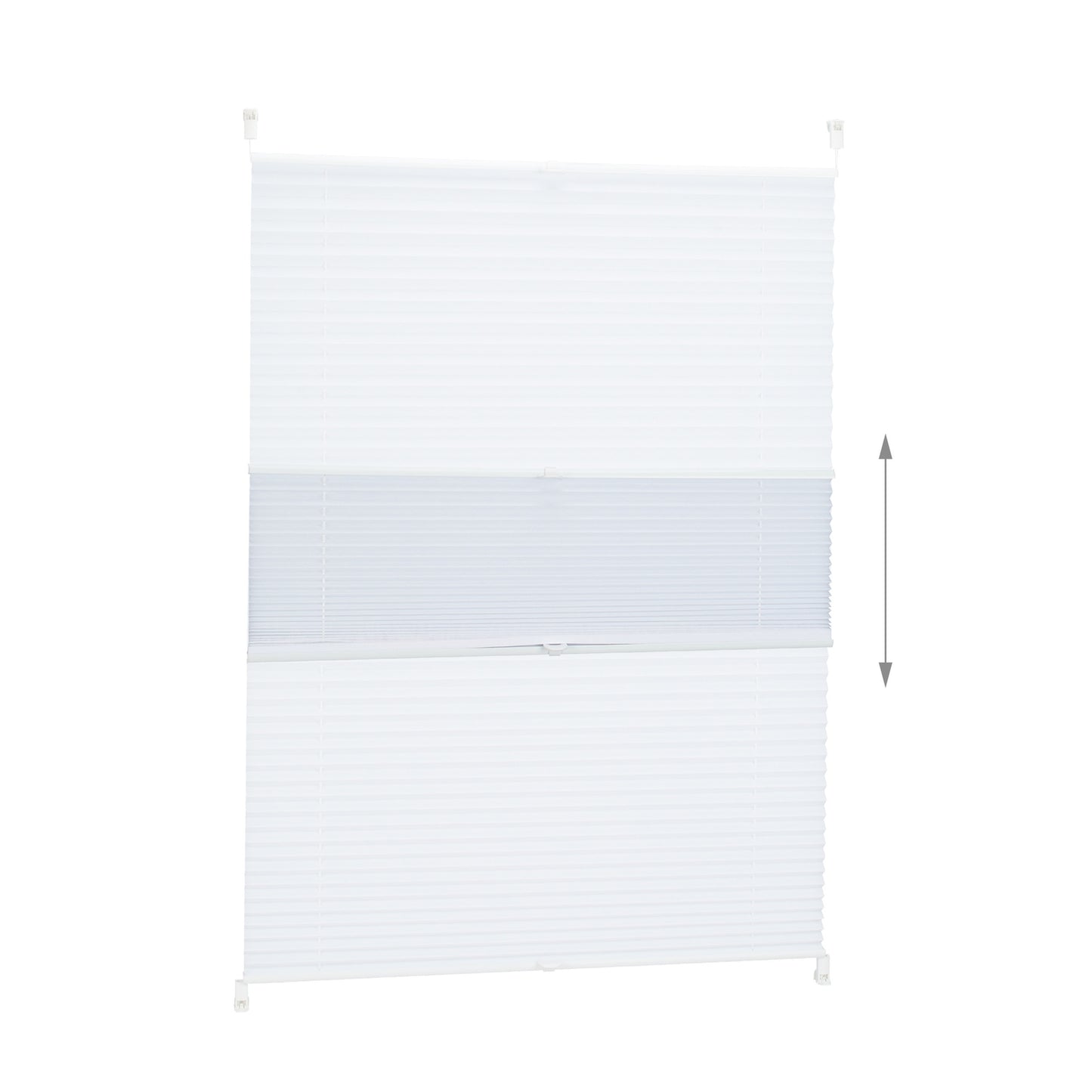 White No-Drill Pleated Blinds, Semi-Transparent