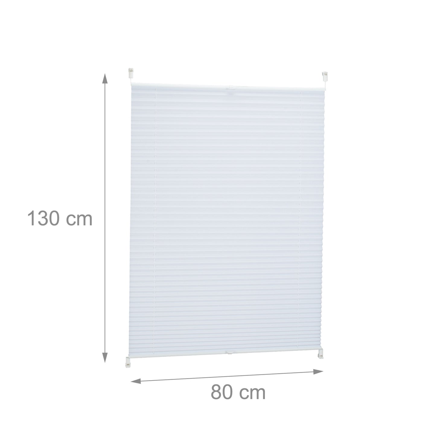 White No-Drill Pleated Blinds, Semi-Transparent
