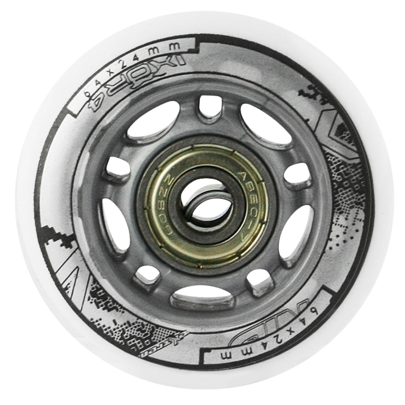 White PU 64x24 82A Wheels & ABEC-7 Bearings Set