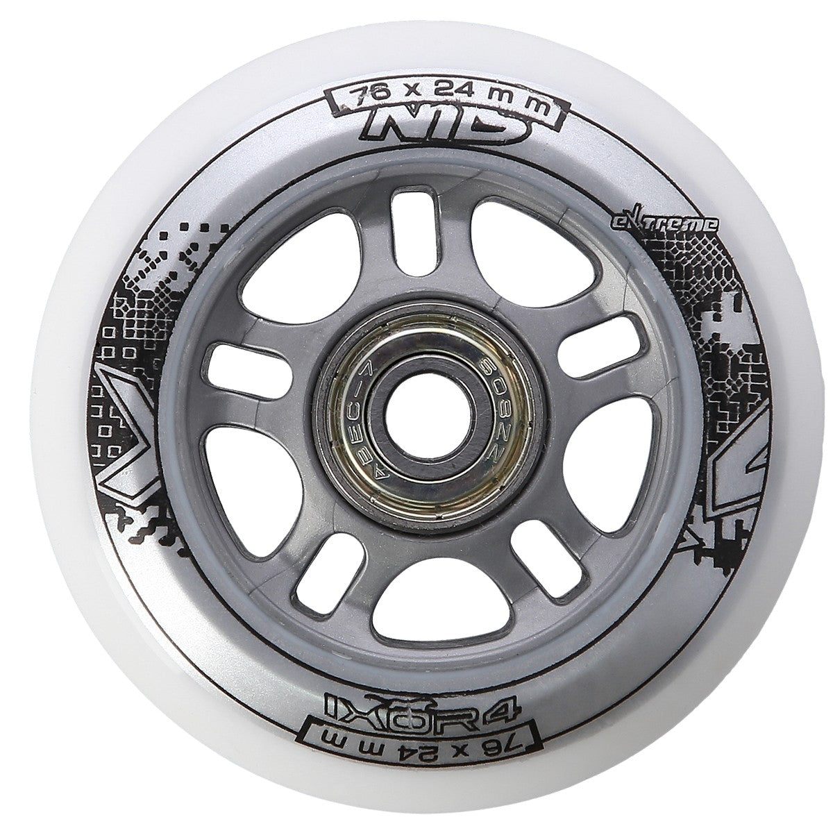 White PU 76x24 82A Wheels & ABEC-7 Bearings Set