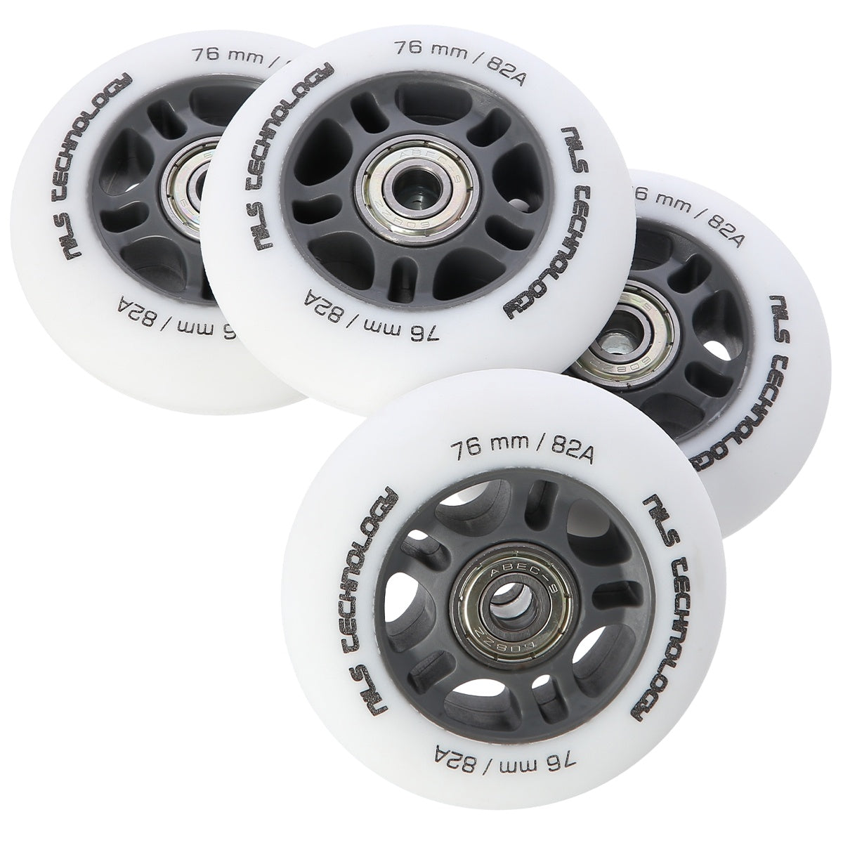White PU 76x24 82A Wheels & ABEC-9 Bearings Set
