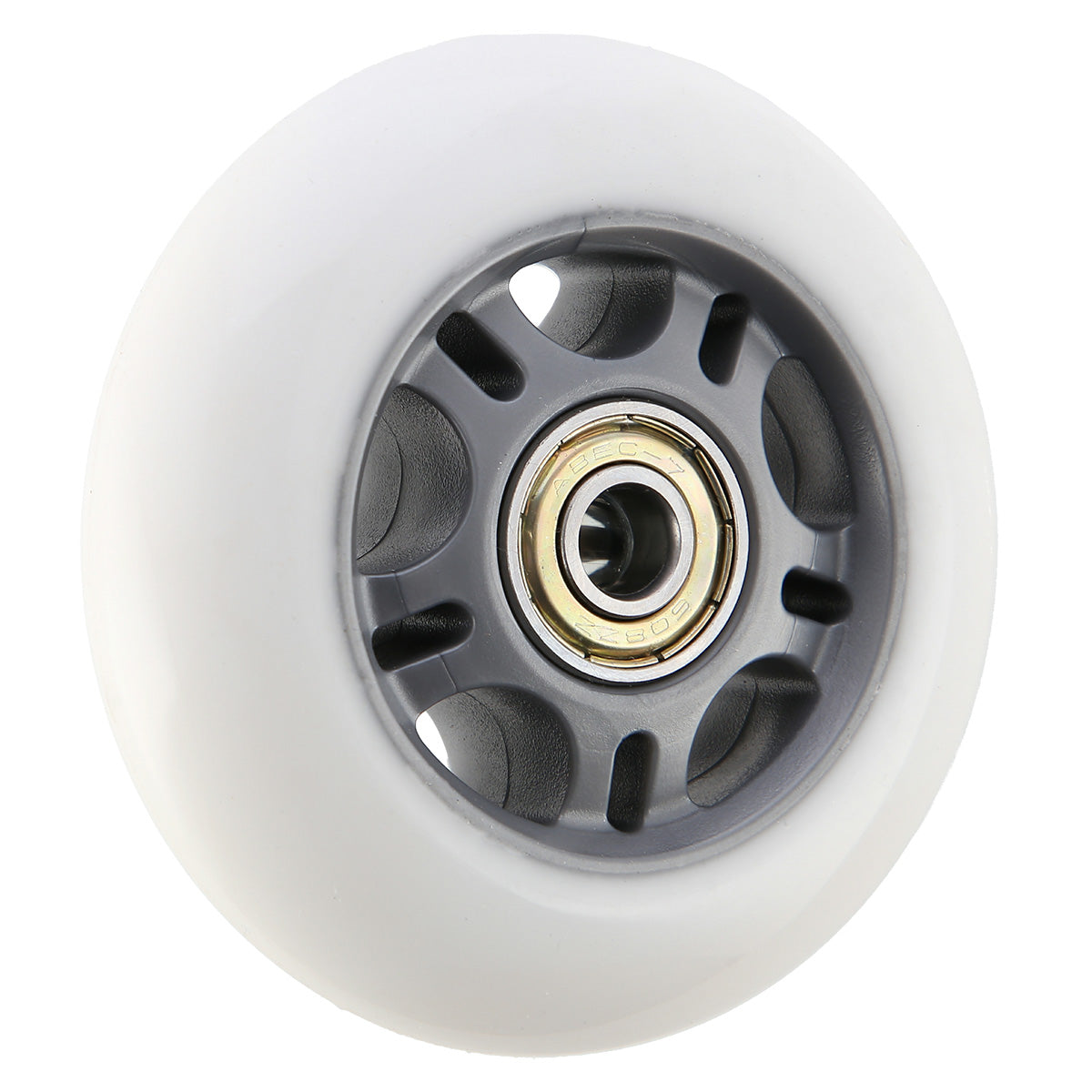 White PU Skate Wheels 76x24 82A, ABEC-7 Bearings Set