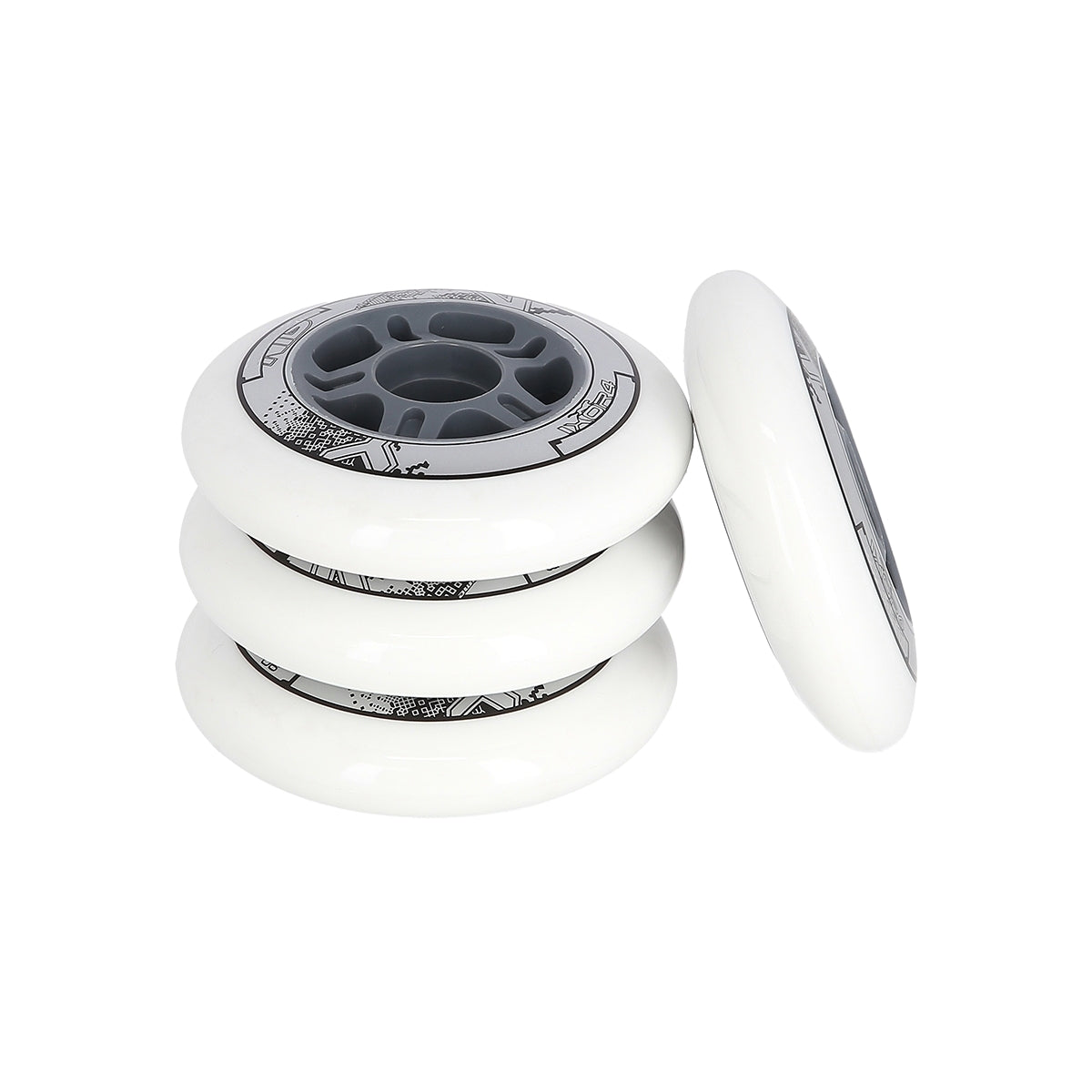 White PU Skate Wheels, 76x24mm, 82A, Set of 4