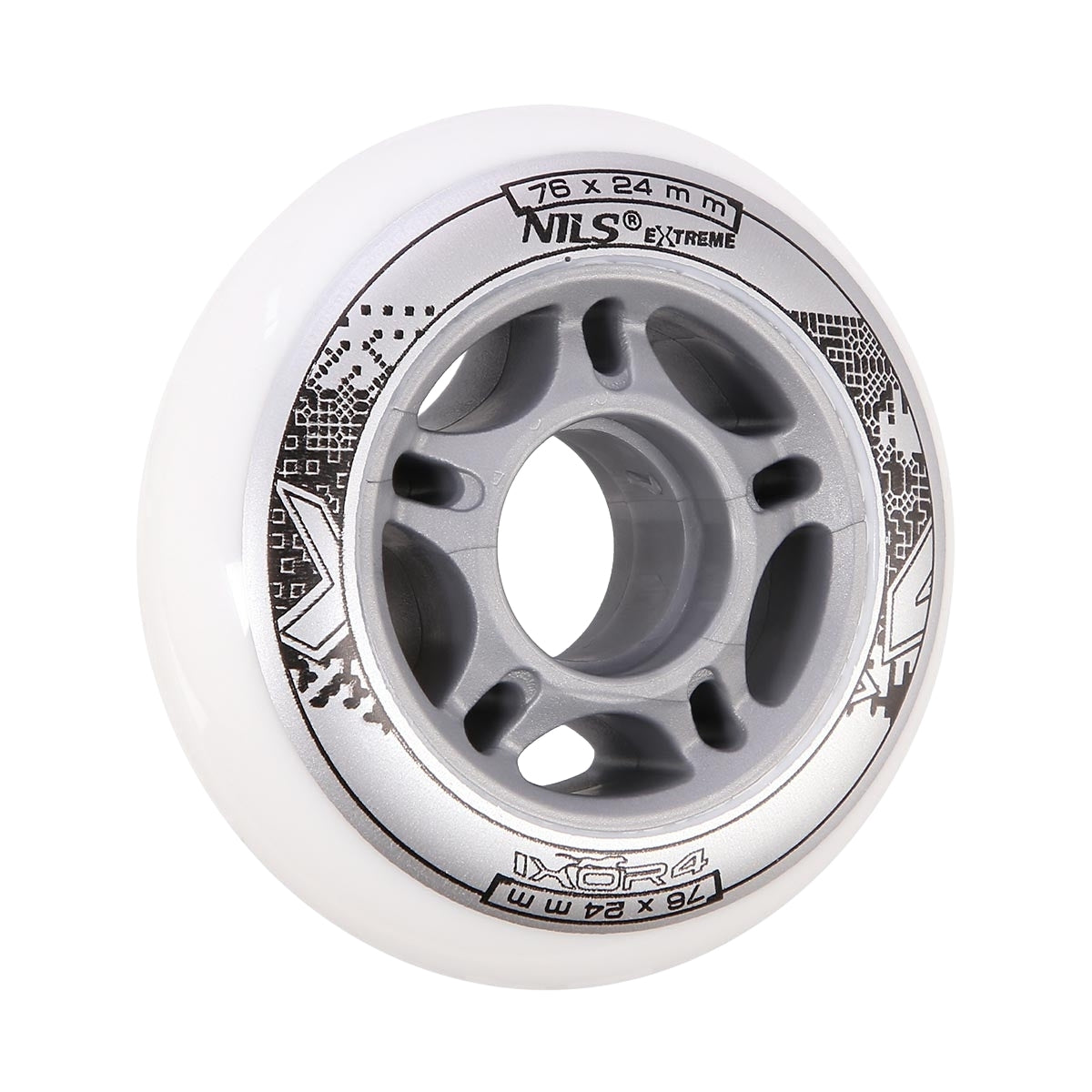 White PU Skate Wheels, 76x24mm, 82A, Set of 4