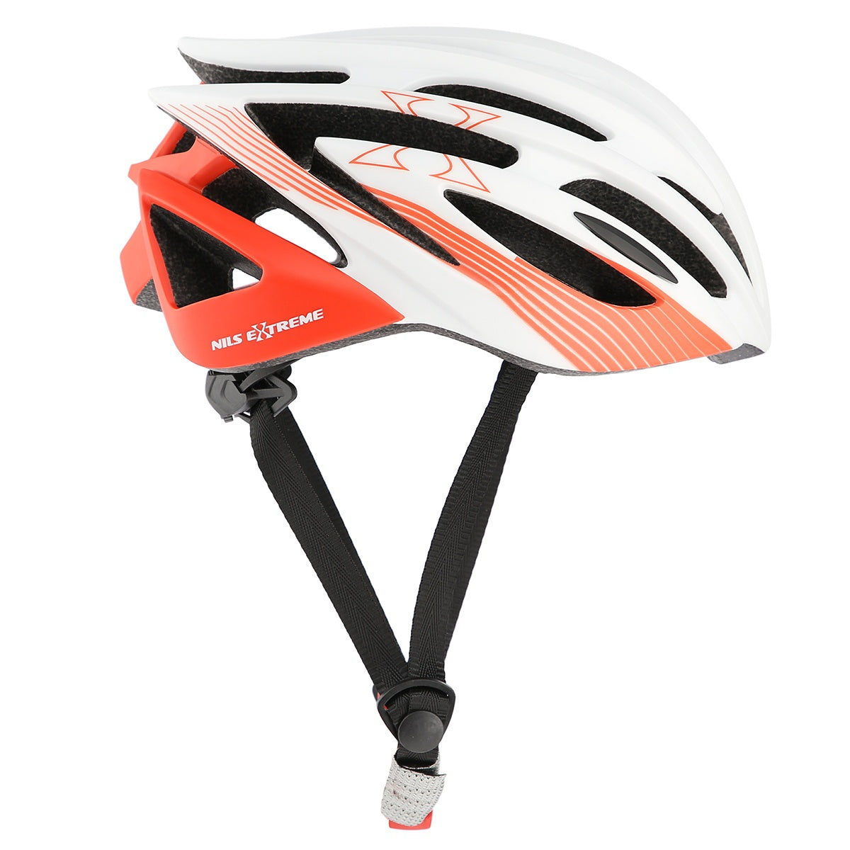 White-Red Bike Helmet, Size M (53-58 cm)