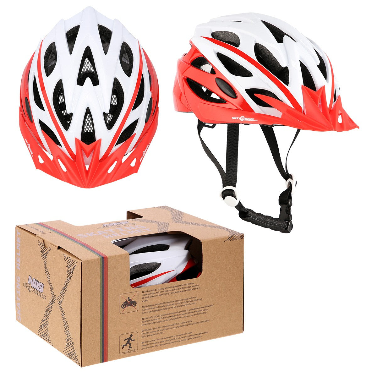 White-Red Size M Helmet, 53-60cm